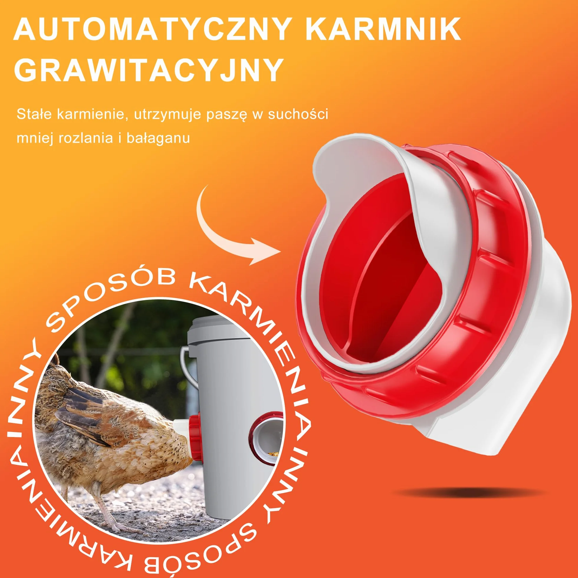 ZenxyHoC Karmniki dla kurczaków Bez odpadów, DIY Automatyczny karmnik dla drobiu 8 portów 1 piła otworowa z osłonami Zestaw podawania grawitacyjnego do wiader, beczek, pojemników, koryt