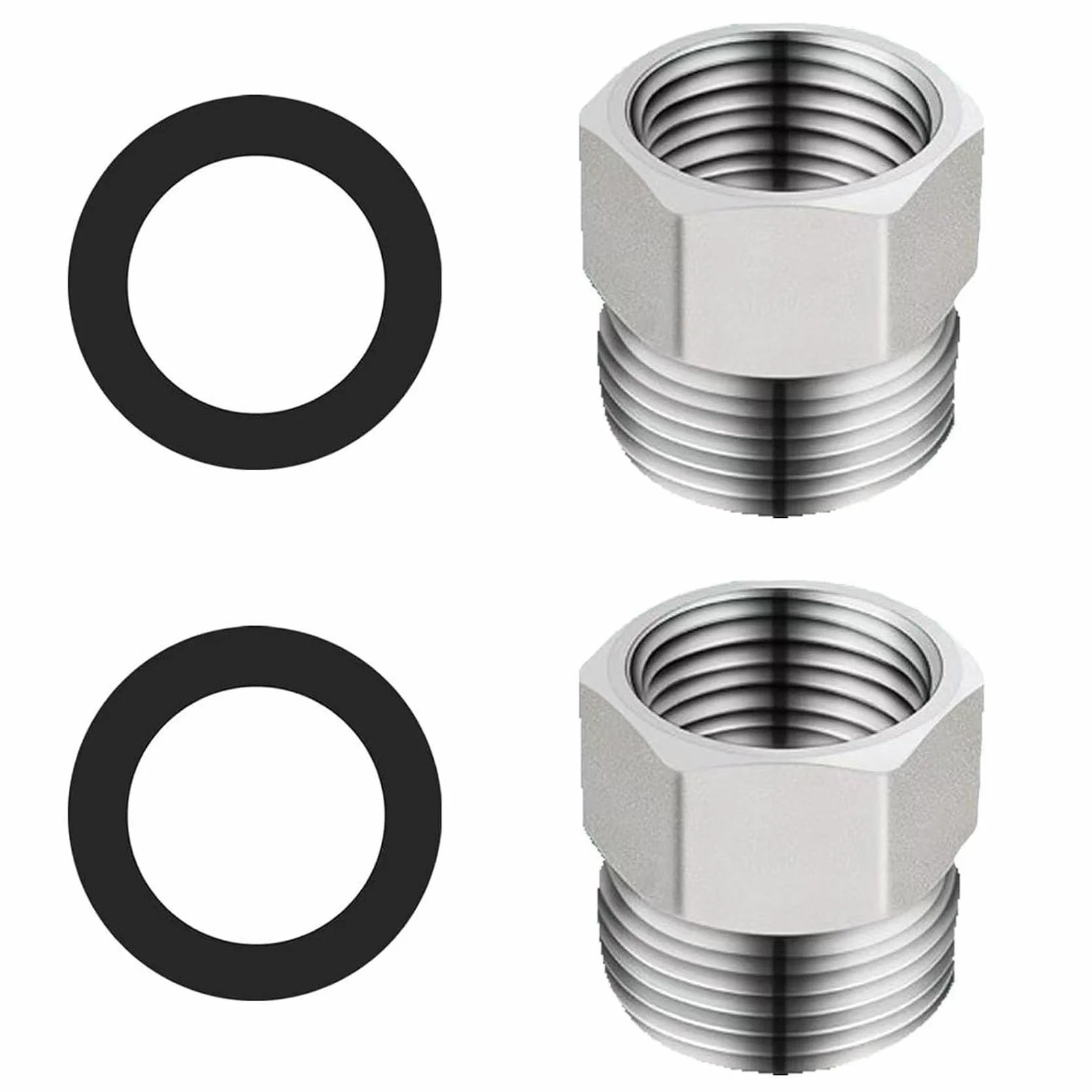 2 sztuki złączka redukcyjna z gwintem wewnętrznym 3/8" BSP na gwint zewnętrzny 1/2" BSP, kute złącze sześciokątne, uniwersalne przedłużanie redukcji, pasuje do połączeń rur