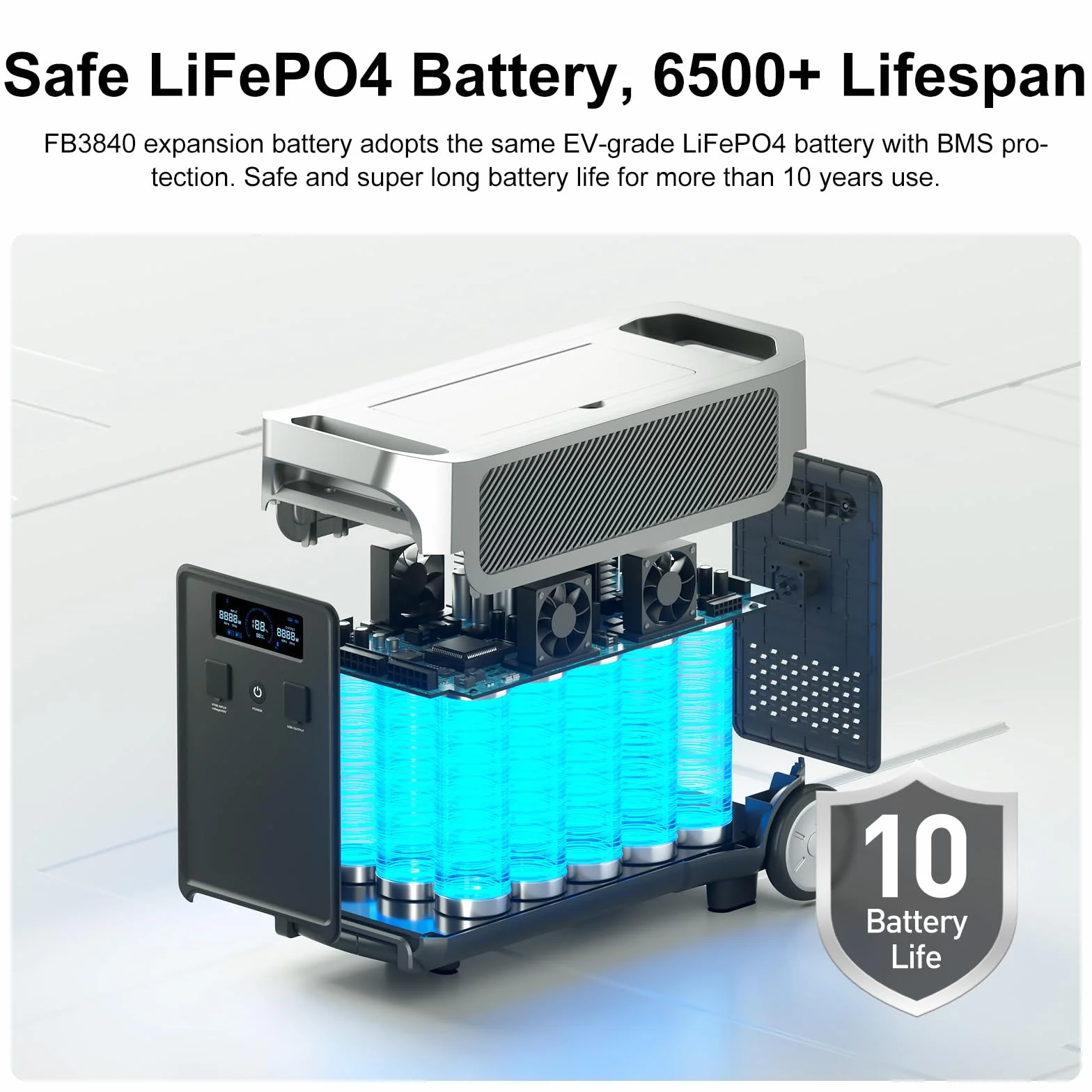 Bateria dodatkowa FOSSiBOT FB3840, akumulator LiFePO4 3840Wh do F3600 Pro, 6500 cykli, szybkie ładowanie
