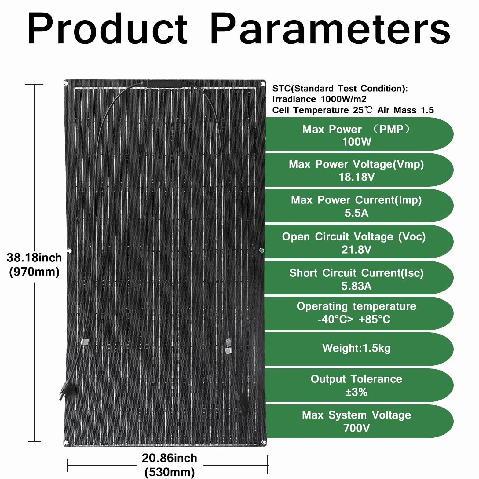 Elastyczny panel słoneczny 100W 12V ETFE Panel Solarny monokrystaliczny fotowoltaiczny do łodzi, przyczep, RV, kamper, 12V baterii i nieregularnych powierzchni