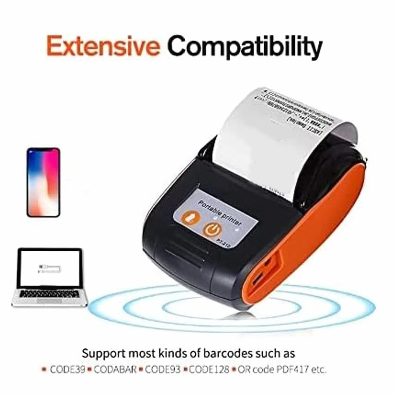 Ejoyous drukarka kalkulacyjna Bluetooth, 58 mm, bezprzewodowa drukarka termiczna, USB, paragony, drukarka etykiet, do sprzedaży detalicznej, restauracji, biura, kompatybilna z komputerem z systemem