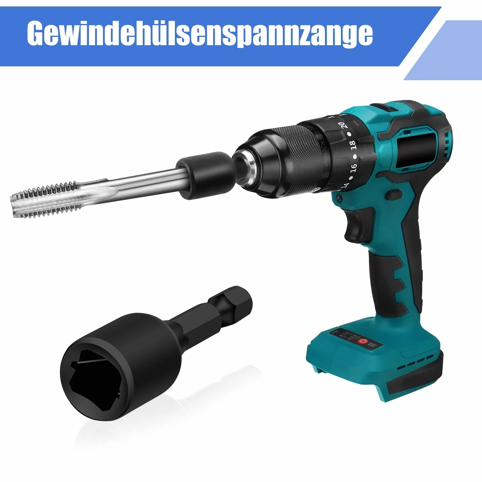 8 szt. adapter do gwintownika, M4-M16 1/4 cala, sześciokątny trzpień maszynowy, czworokątny adapter do wiertarki