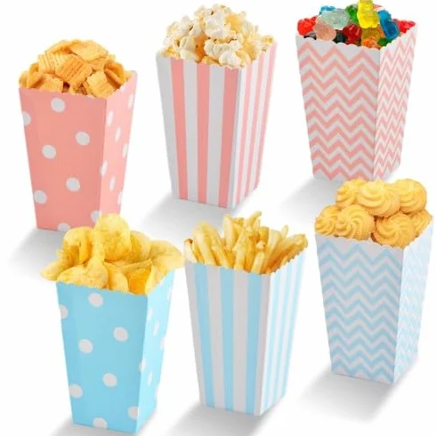 Pudełka na popcorn 60 sztuk pojemniki na cukierki z wzorem fal kropki paski