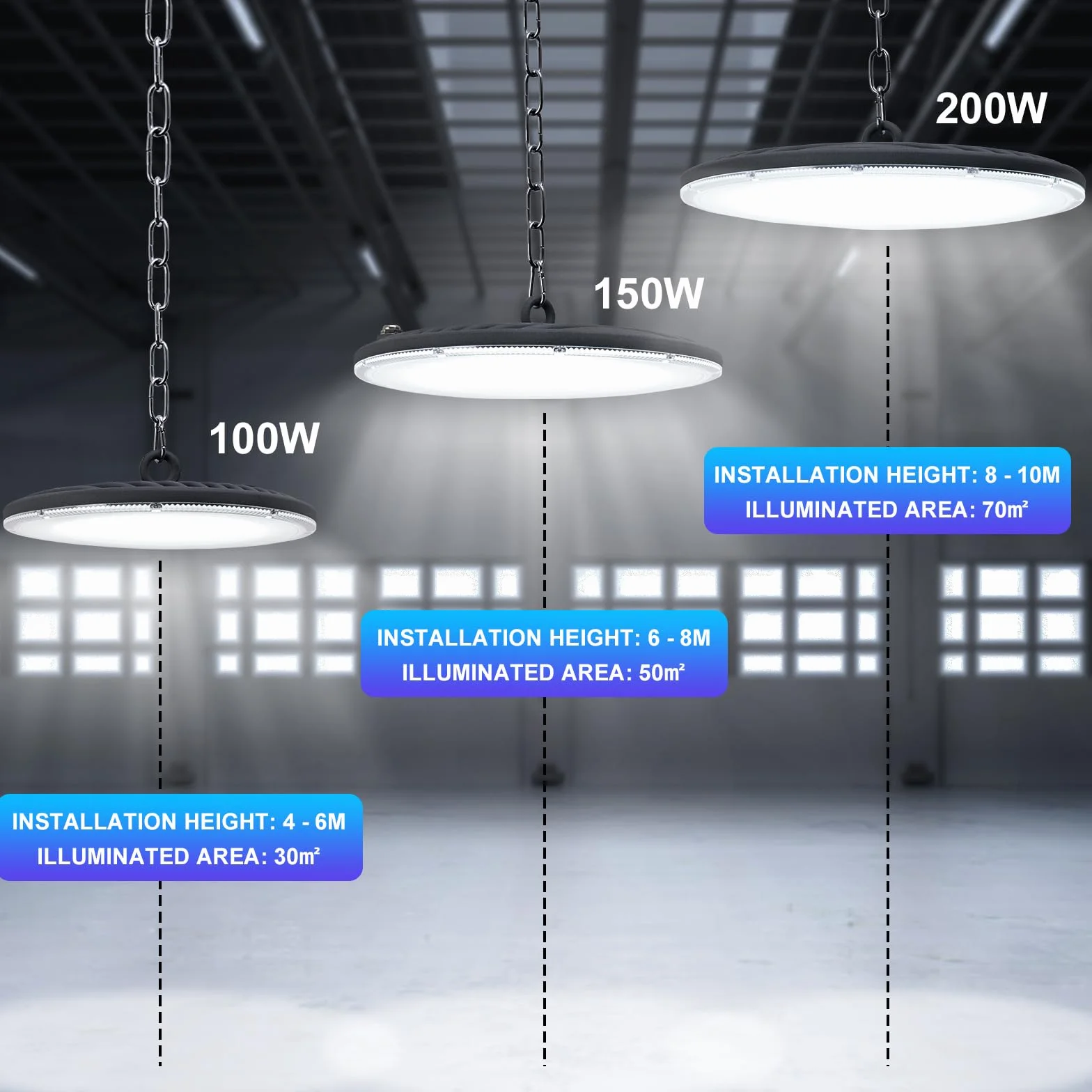 Oświetlenie garażowe LED 1000 W 10000 lm 6500 K UFO IP65 144 diody