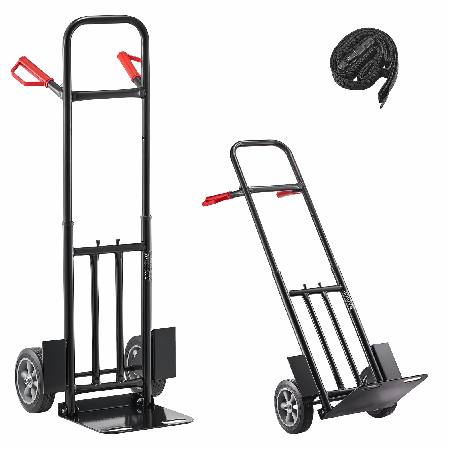 VEVOR Wózek transportowy, udźwig 600 kg, ciężki wózek transportowy z kółkami i uchwytem teleskopowym, przenośny wózek z paskiem mocującym do przeprowadzki, biura, magazynu, supermarketu