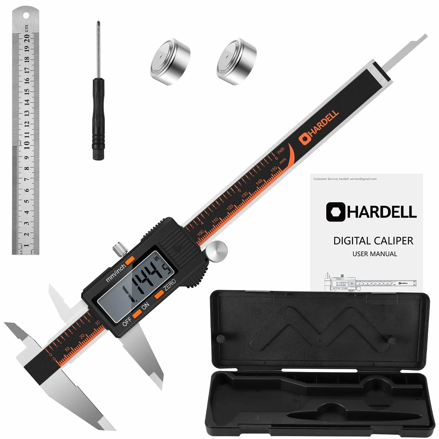 HARDELL suwmiarka cyfrowa 150 mm ze stali nierdzewnej z wyświetlaczem LCD