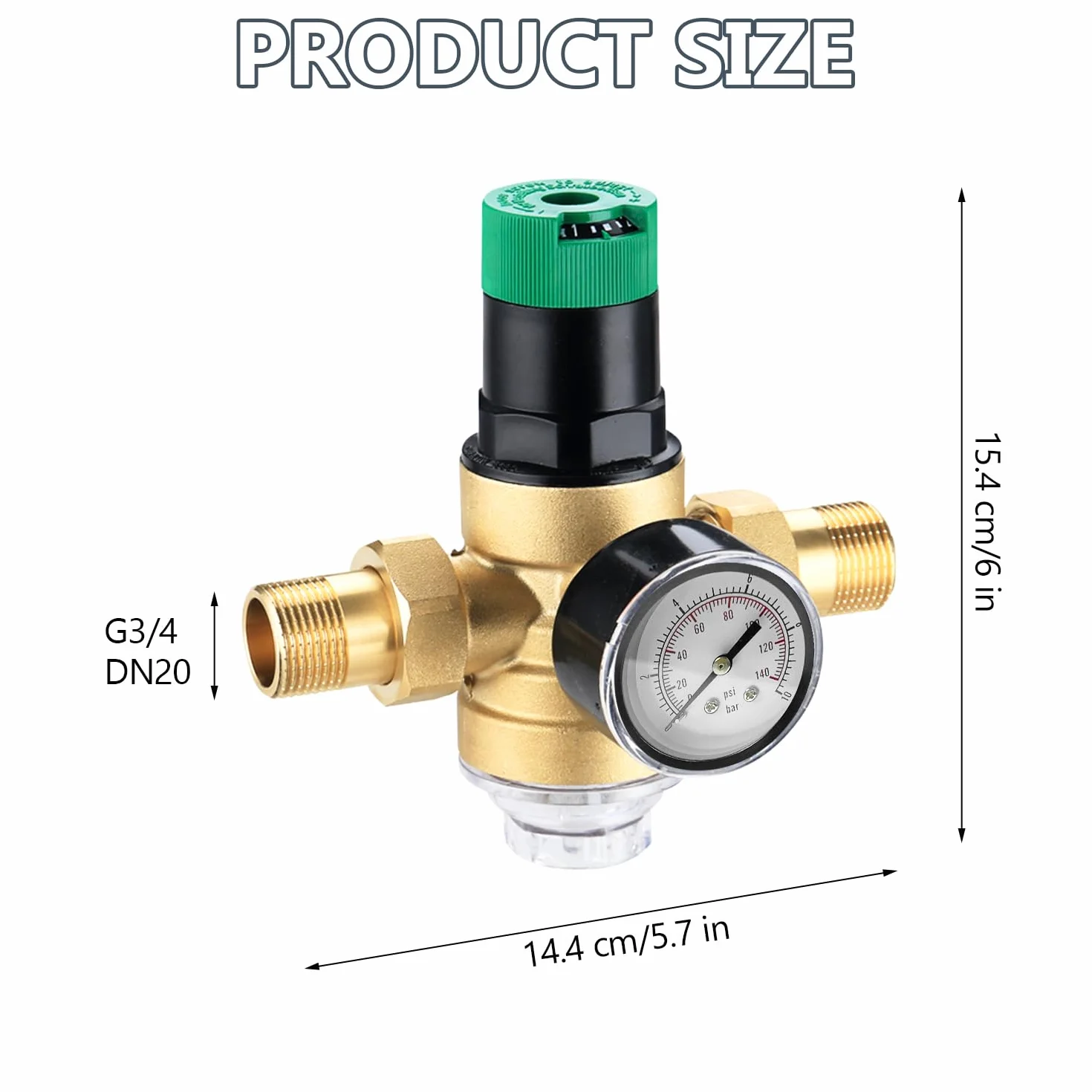 Reduktor ciśnienia wody z manometrem i filtrem 3/4 cala mosiężny zawór regulacji ciśnienia