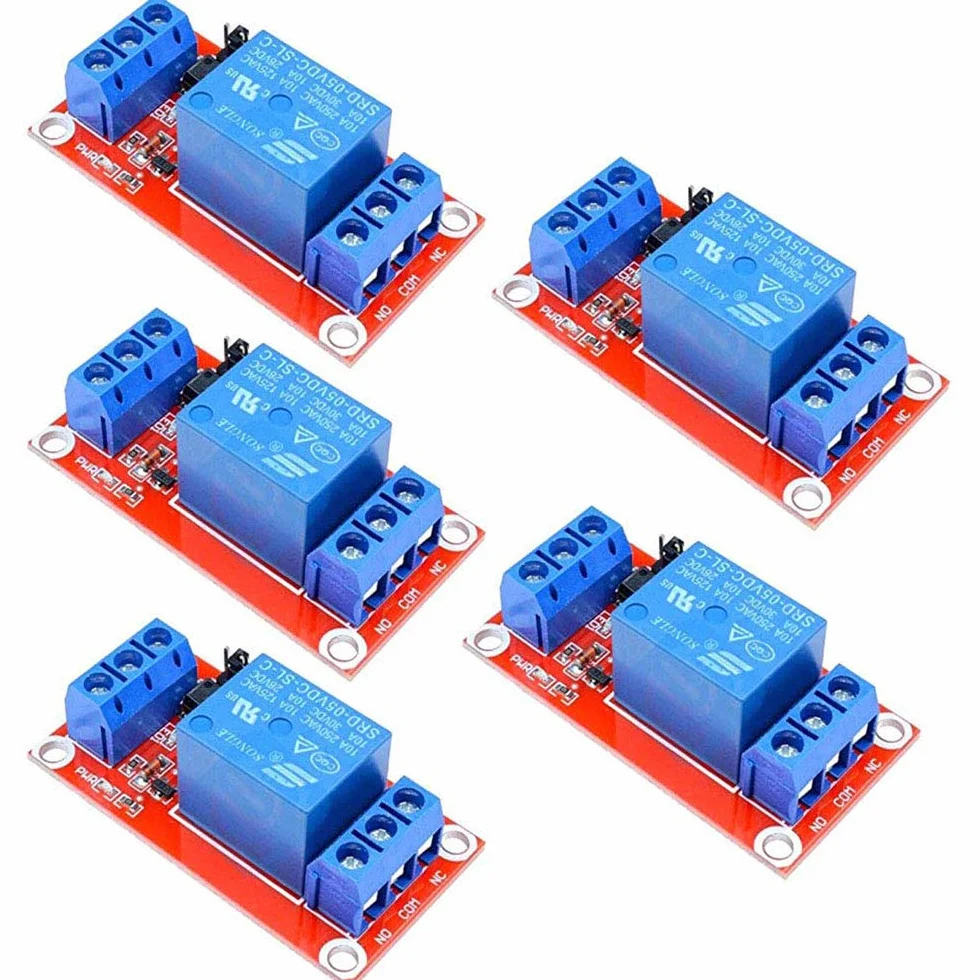 DollaTek 5 szt. 5 V 1-Way modu? przeka?nika z transoptorem 1-Way Relay p?ytka rozszerzeniowa High i Low Trigger z lampk? ostrzegawcz? LED (DC 0-5 V)