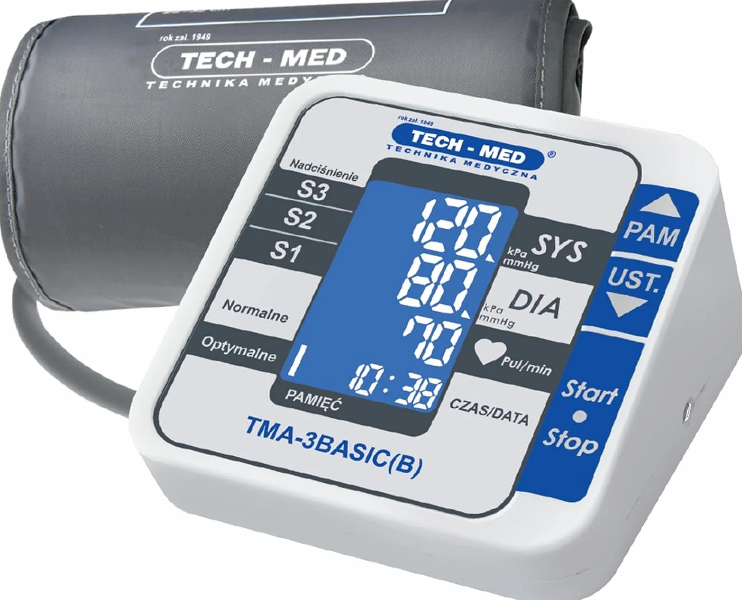 TECH-MED Ciśnieniomierz cyfrowy TMA-3BASIC(B) z zasilaczem