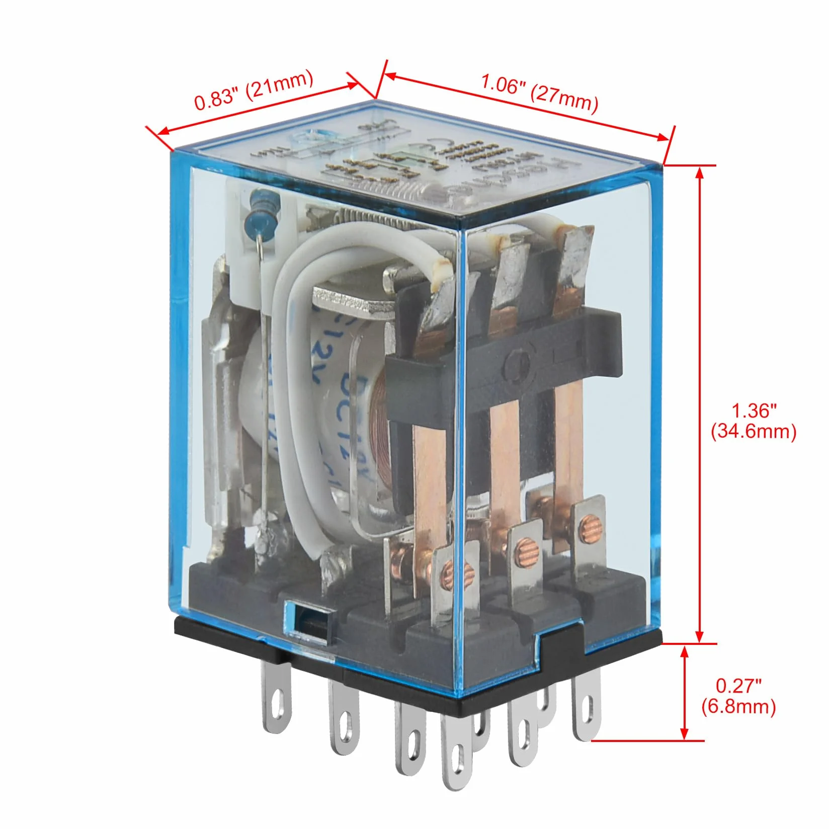 Heschen Gereral przekaźnik zasilający MY3NJ 12 V DC cewka 5 A 24 V DC/220 V AC 3PDT Wskaźnik LED 11-pinowy zacisk