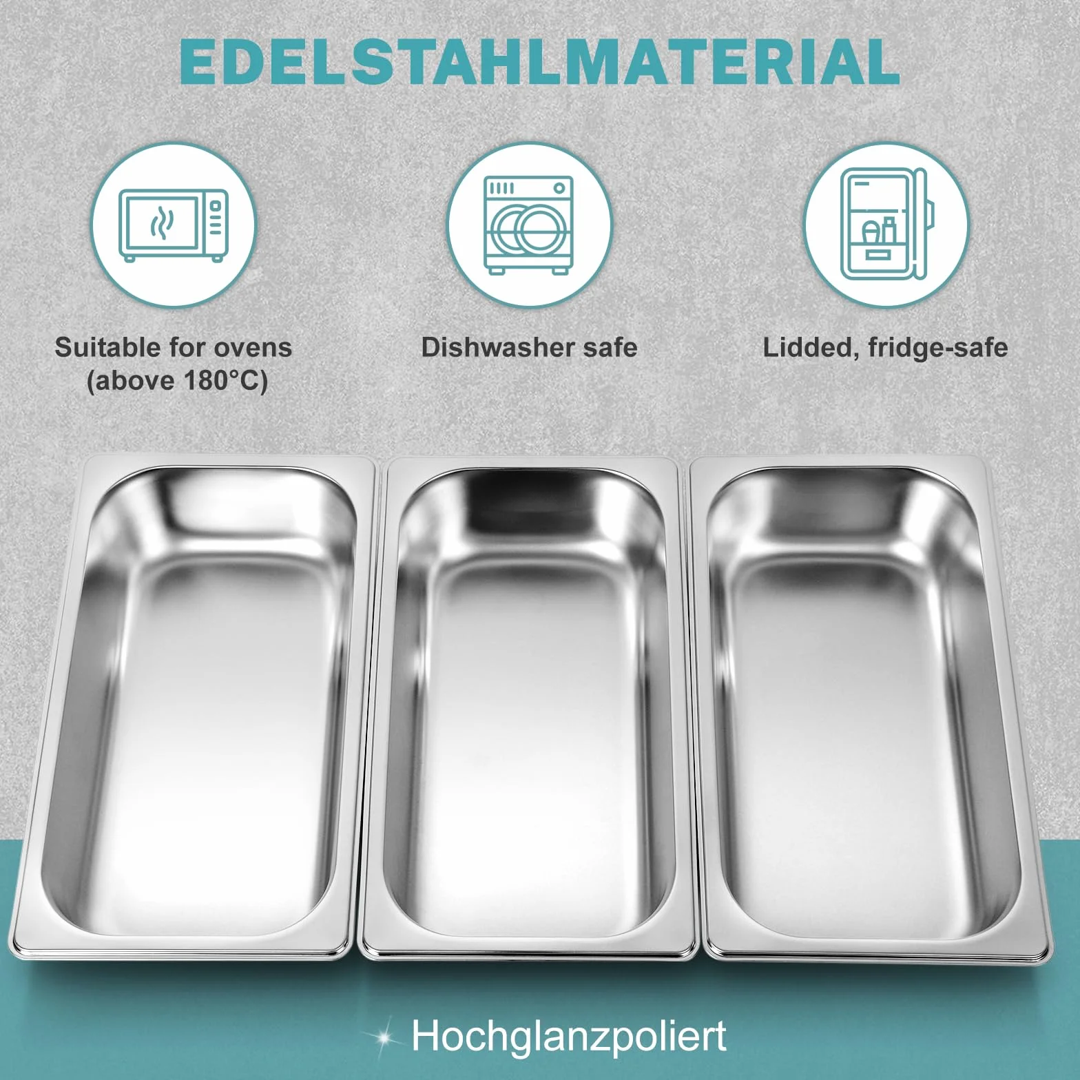 Zestaw misek do panierowania ze stali nierdzewnej GN 1/3 32,5x17,5x6,5 cm prostokątne pojemniki gastronomiczne