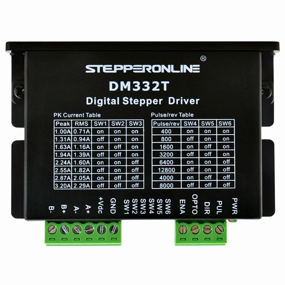 STEPPERONLINE Cyfrowy sterownik silnika krokowego 1,0-3,2 A 10-30 VDC 1/64 mikrostopniowe rozdzielczości dla silnika krokowego Nema 17, 23