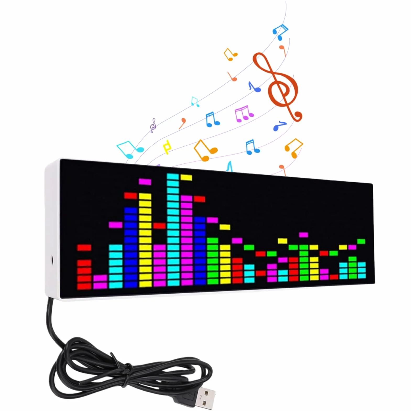 Wyświetlacz Widma Muzycznego, Analizator Muzyki LED, Analizator Widma Audio, Rhythm Light Level Sensor Clock Wyświetlacz, 12 Dynamicznych i 7 Efektów Kolorowych