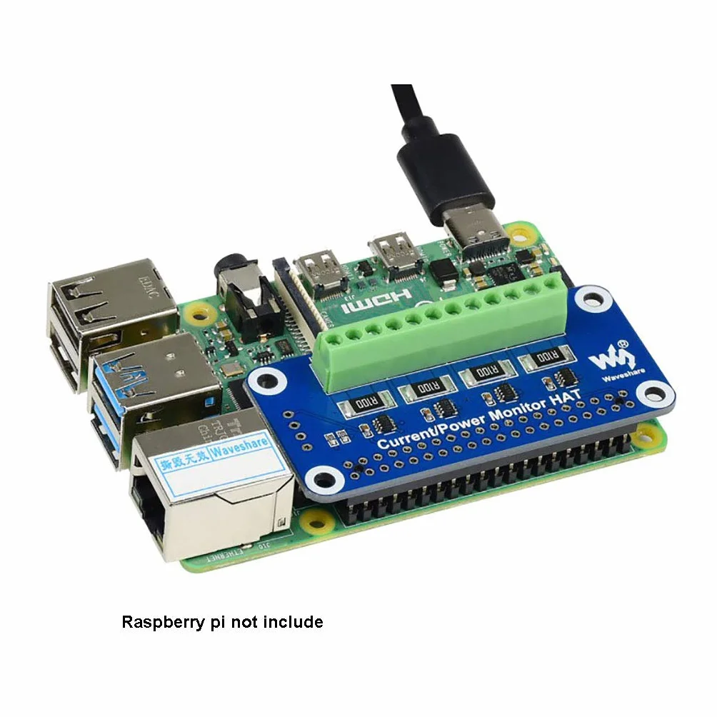 Waveshare 4-ch Current Voltage Power Monitor HAT do Raspberry Pi I2C SMBus