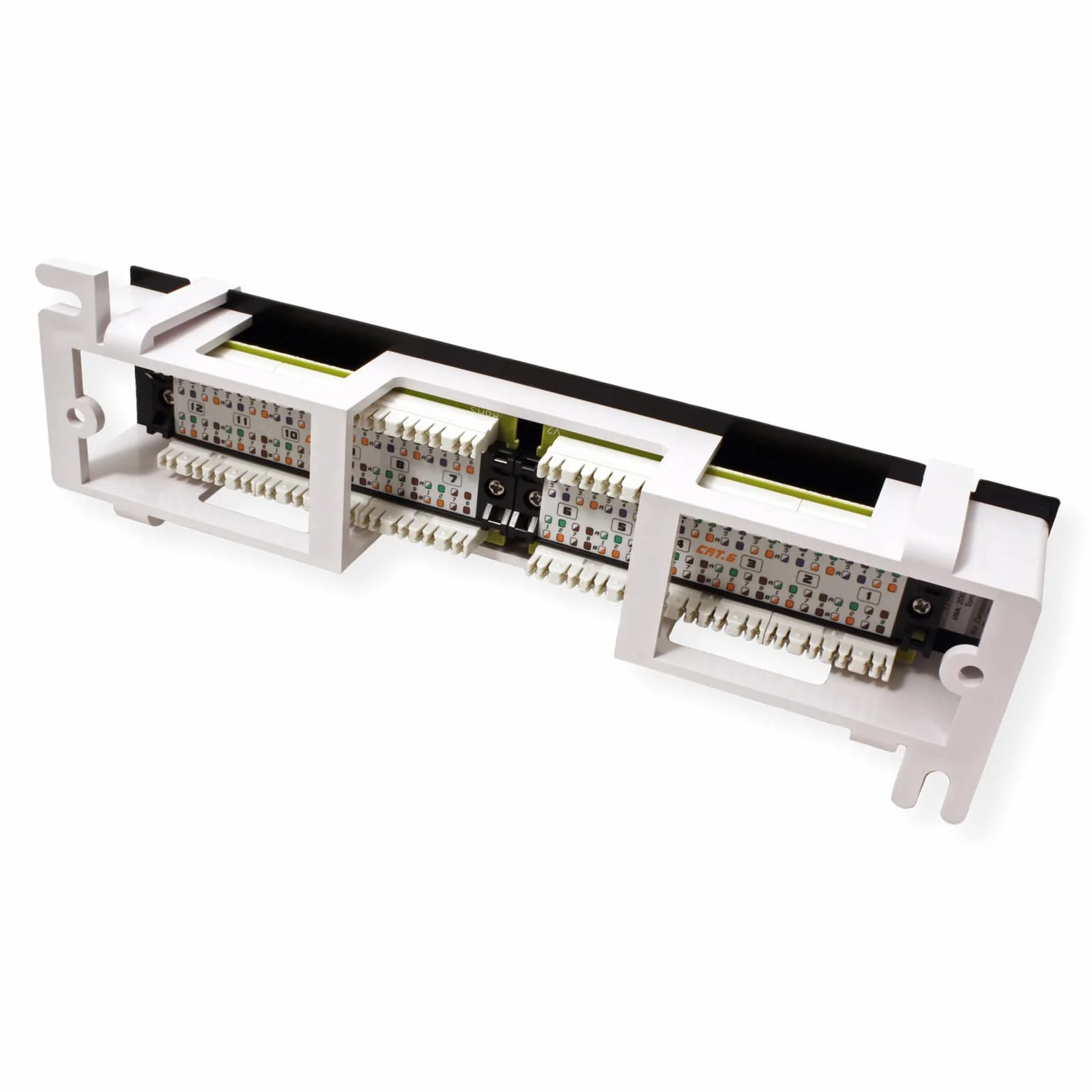 TRENDnet 12-portowy nieekranowany panel krosowy Cat6, TC-P12C6V, uchwyt ścienny, w zestawie wspornik 89D, instalacja pionowa lub pozioma, kompatybilny z okablowaniem Cat5e i Cat6 RJ45, 110 bloków