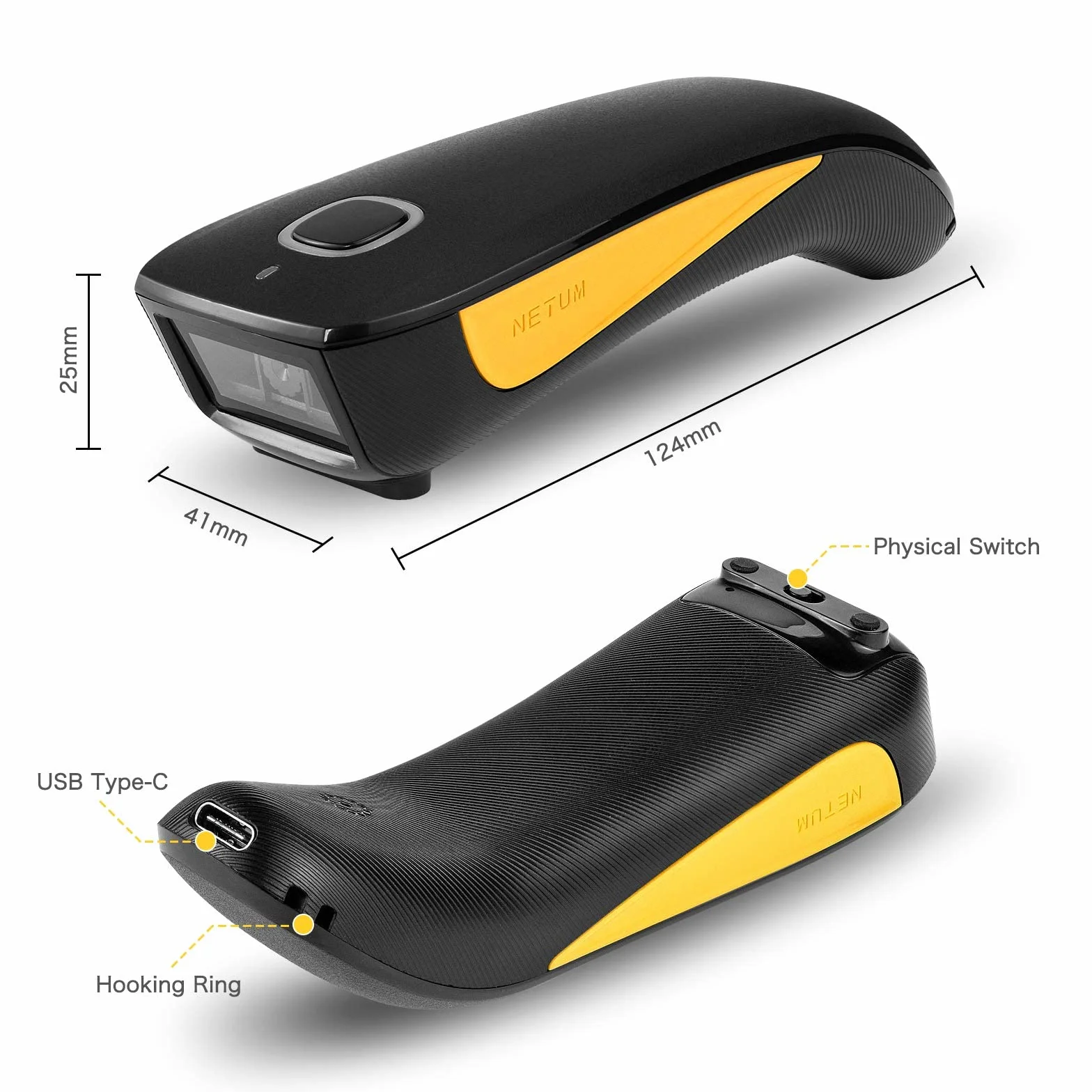 NETUM C750 Bezprzewodowy Skaner Kodów Kreskowych 1D 2D QR Bluetooth USB