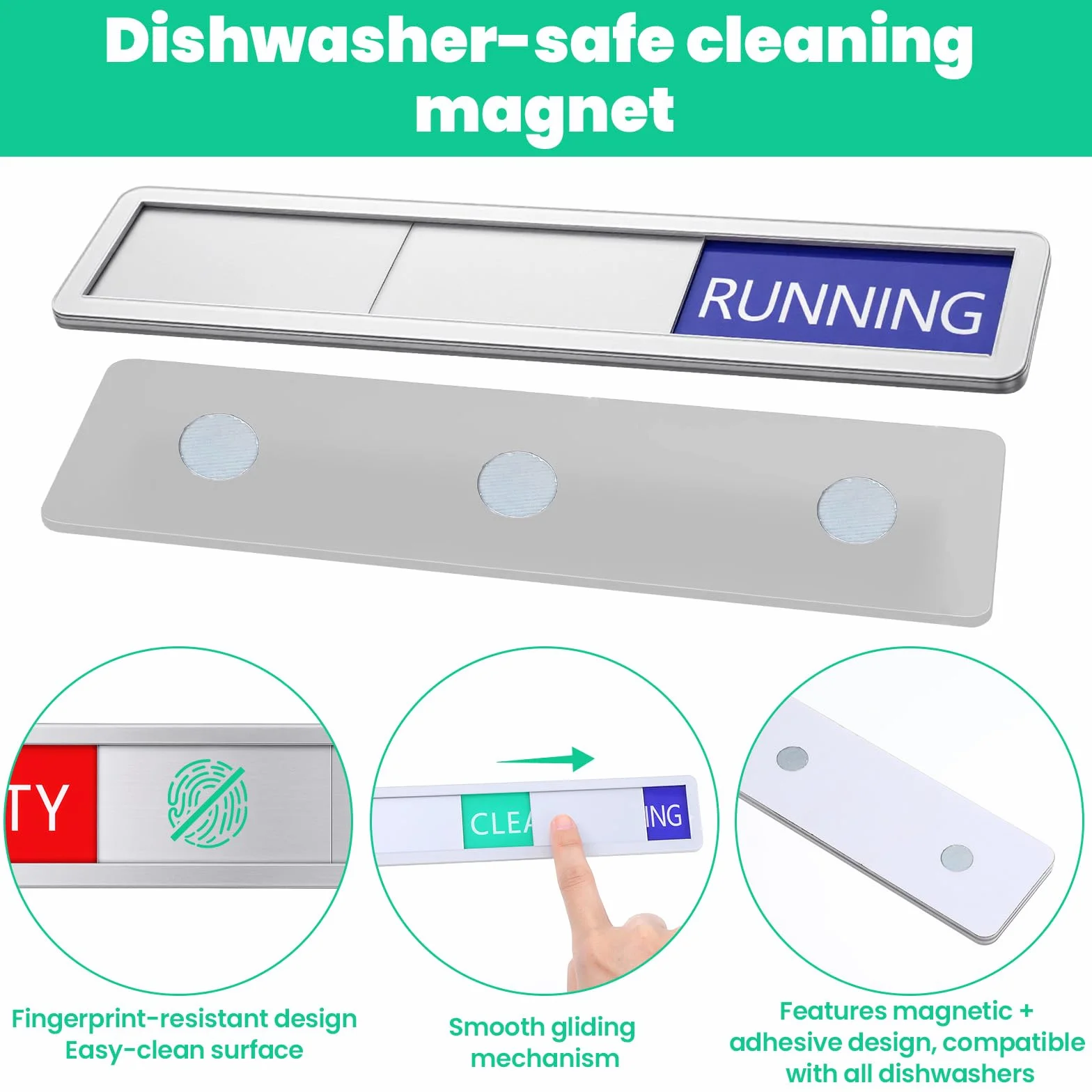 Czysty / brudny szyld przesuwny, do zmywarki do naczyń, znak Clean Dirty Dishwasher, do zmywarki do naczyń, z magnetycznym zamknięciem