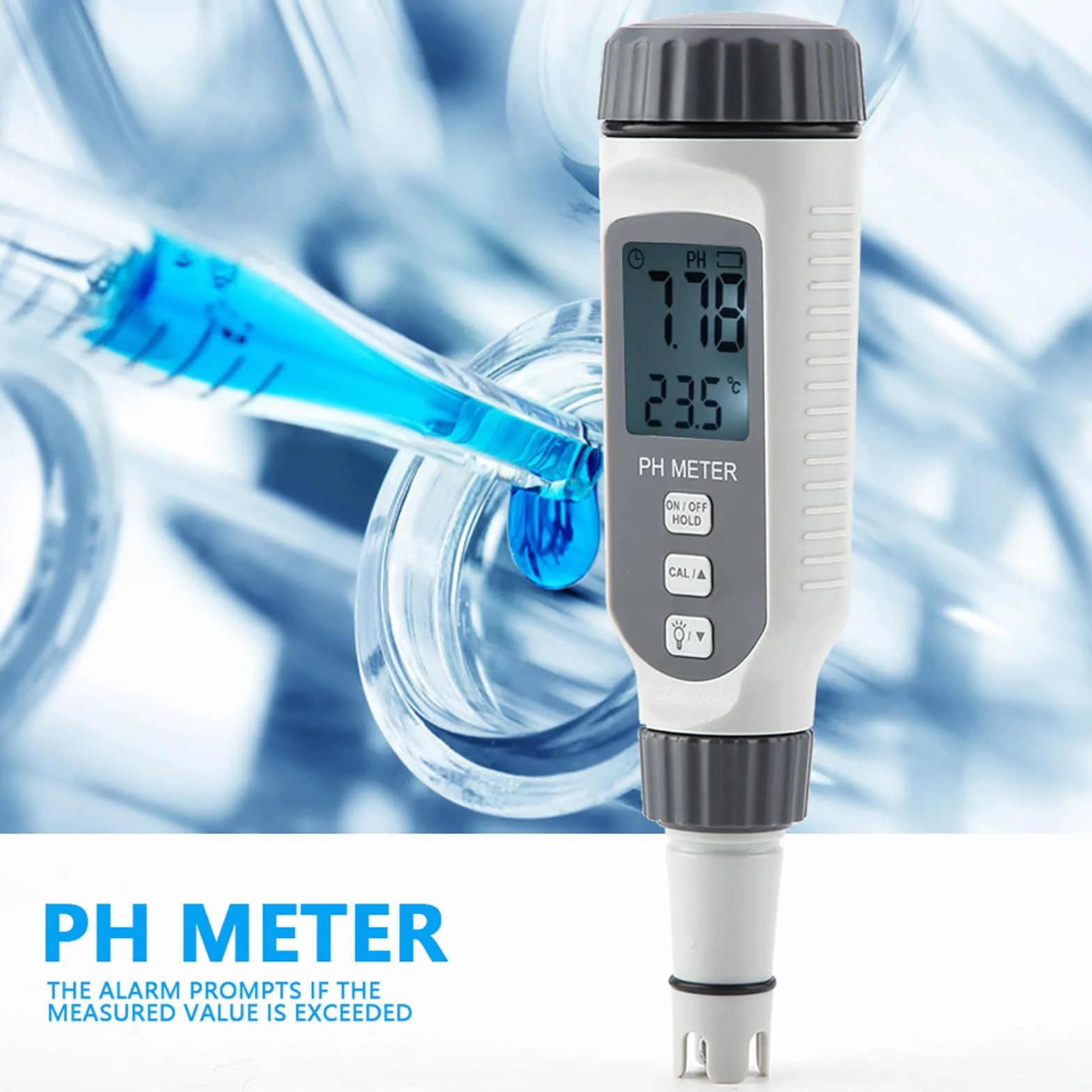 Miernik pH PH818, profesjonalny tester pH, przenośny długopis pH do wody, precyzyjny z dużym wyświetlaczem LCD