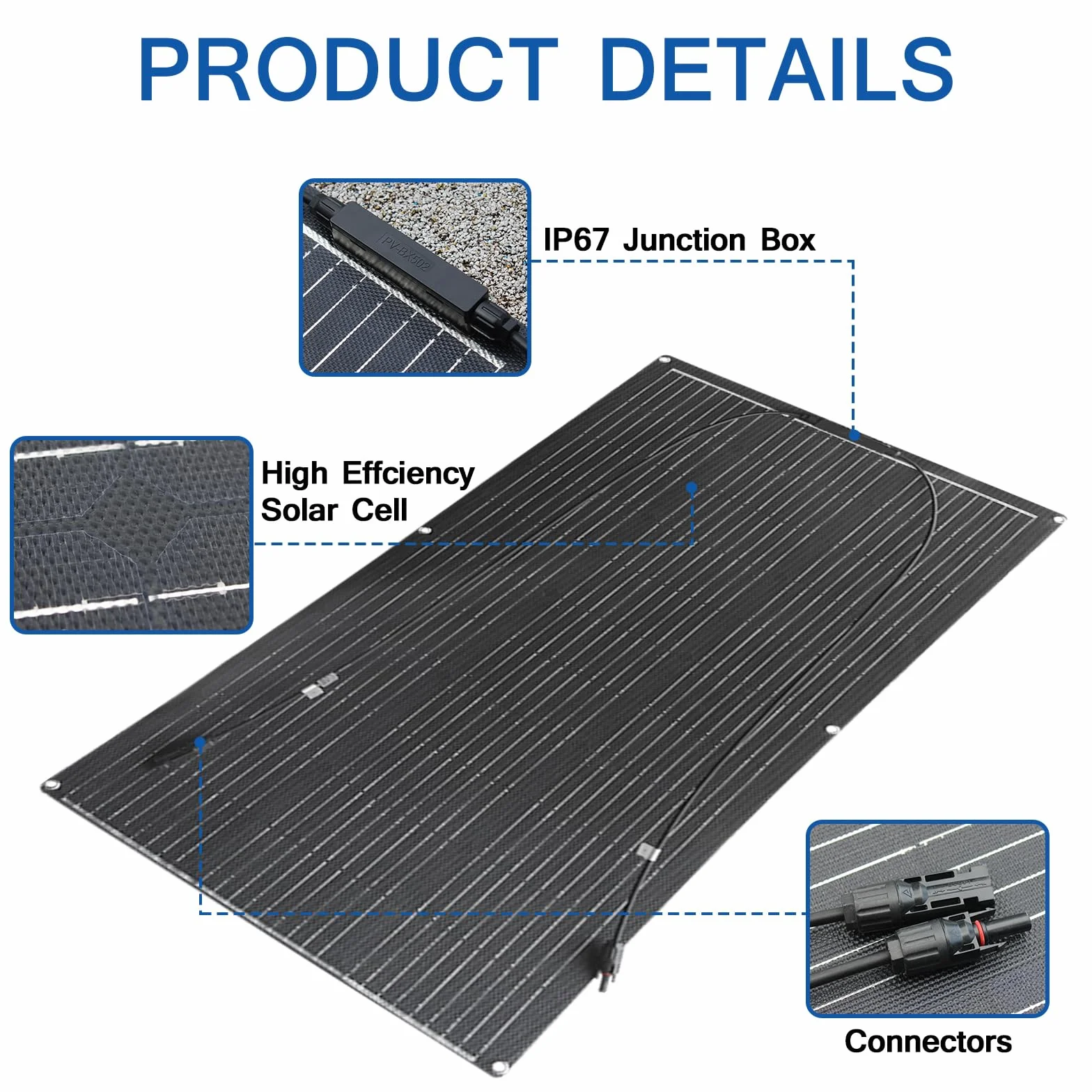 Elastyczny Panel Słoneczny 100W 18V Przenośny Monokrystaliczny Moduł Solarny ETFE Moduły Solarne etfe nadają się do domków ogrodowych, Bateria 12V instalacja wyspowa/system niezależny od sieci
