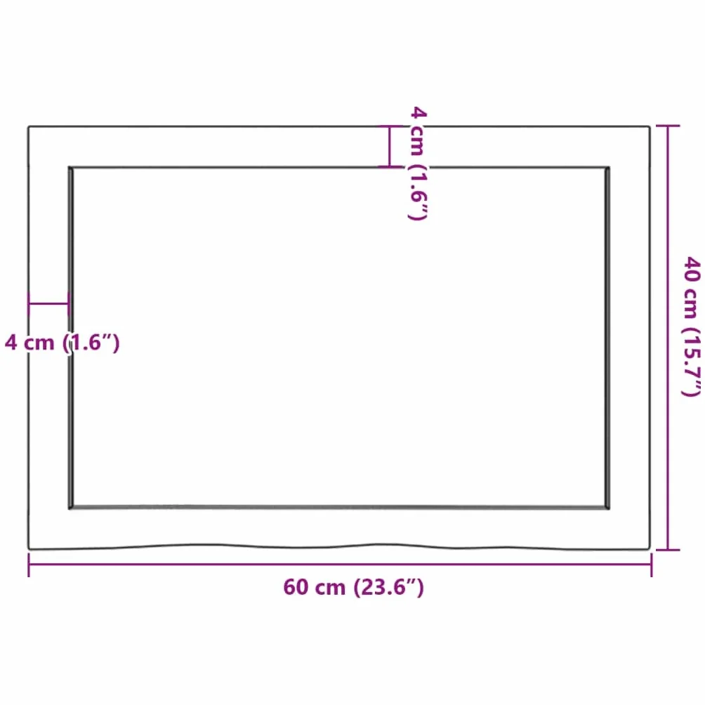 vidaXL Blat stołu, 60x40x(2-4) cm, surowe lite drewno dębowe