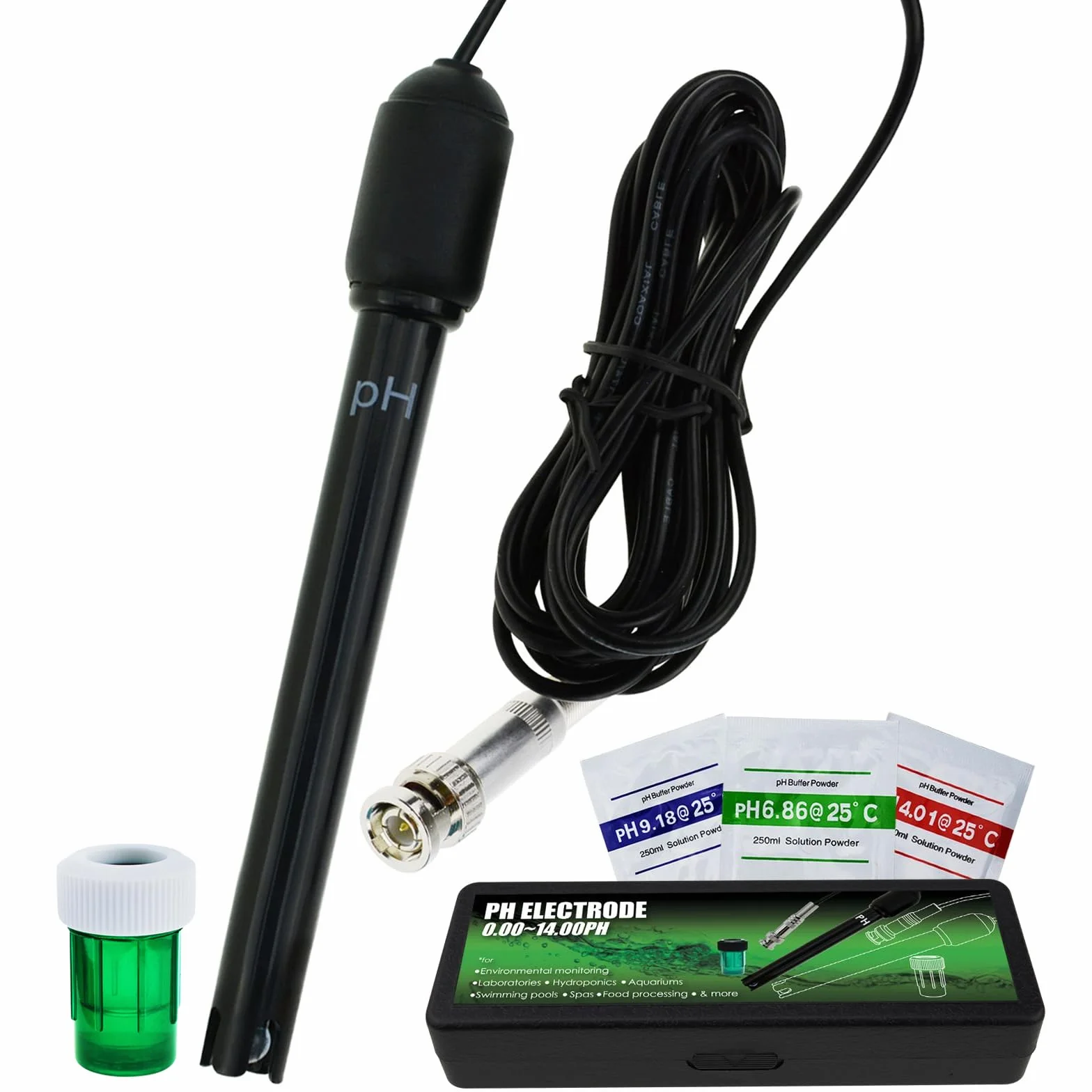 0-14 Ph Elektroda Sonda Bnc ZłąCze, 300 Cm Kabel Do Kontrolera Monitora Miernika Ph Test Czujnika, Zestaw Zamienny Do Akwarium Hydroponiczne RośLiny Basen Spa