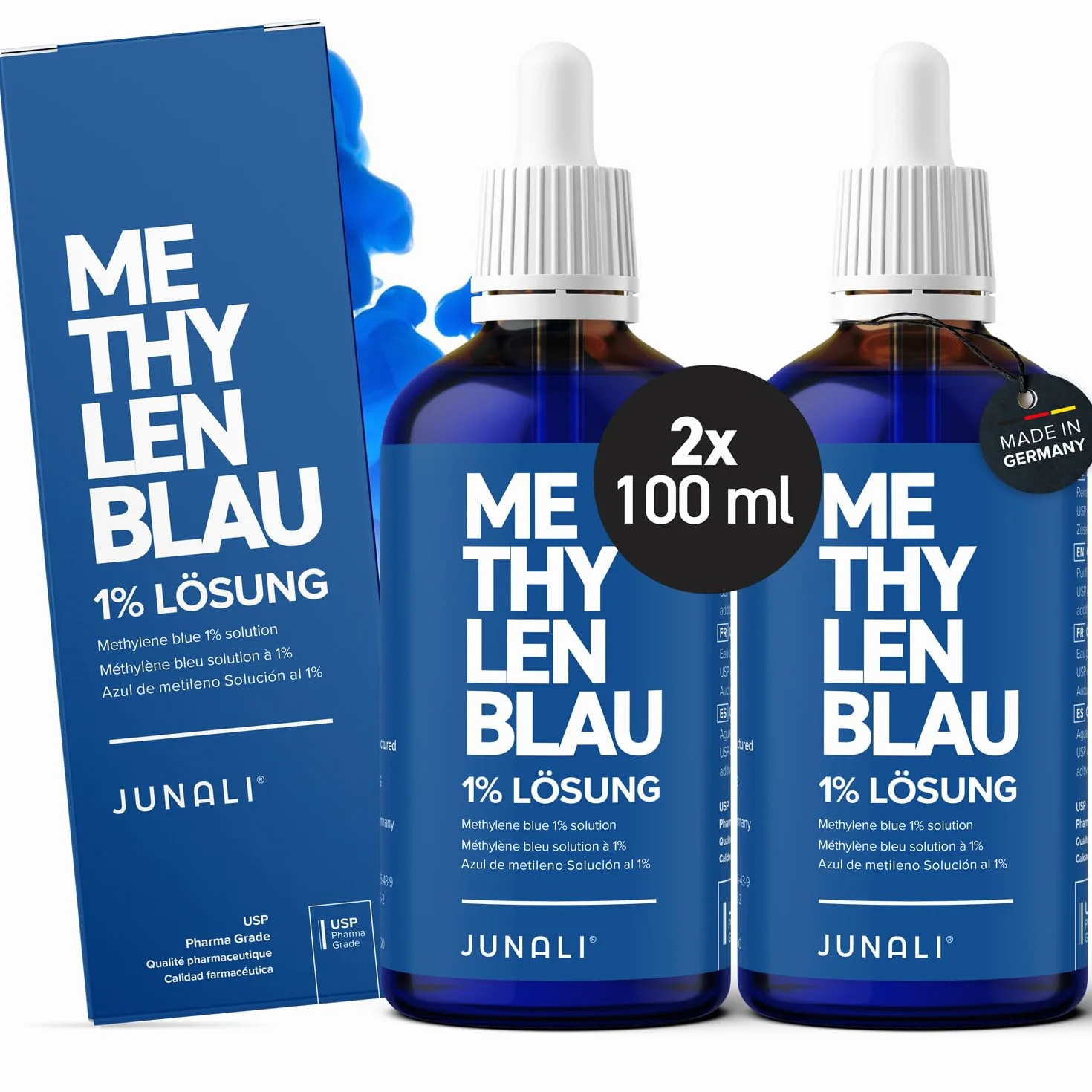 Roztwór Metylenblau 1% USP Jakość farmaceutyczna 2x 100 ml JUNALI