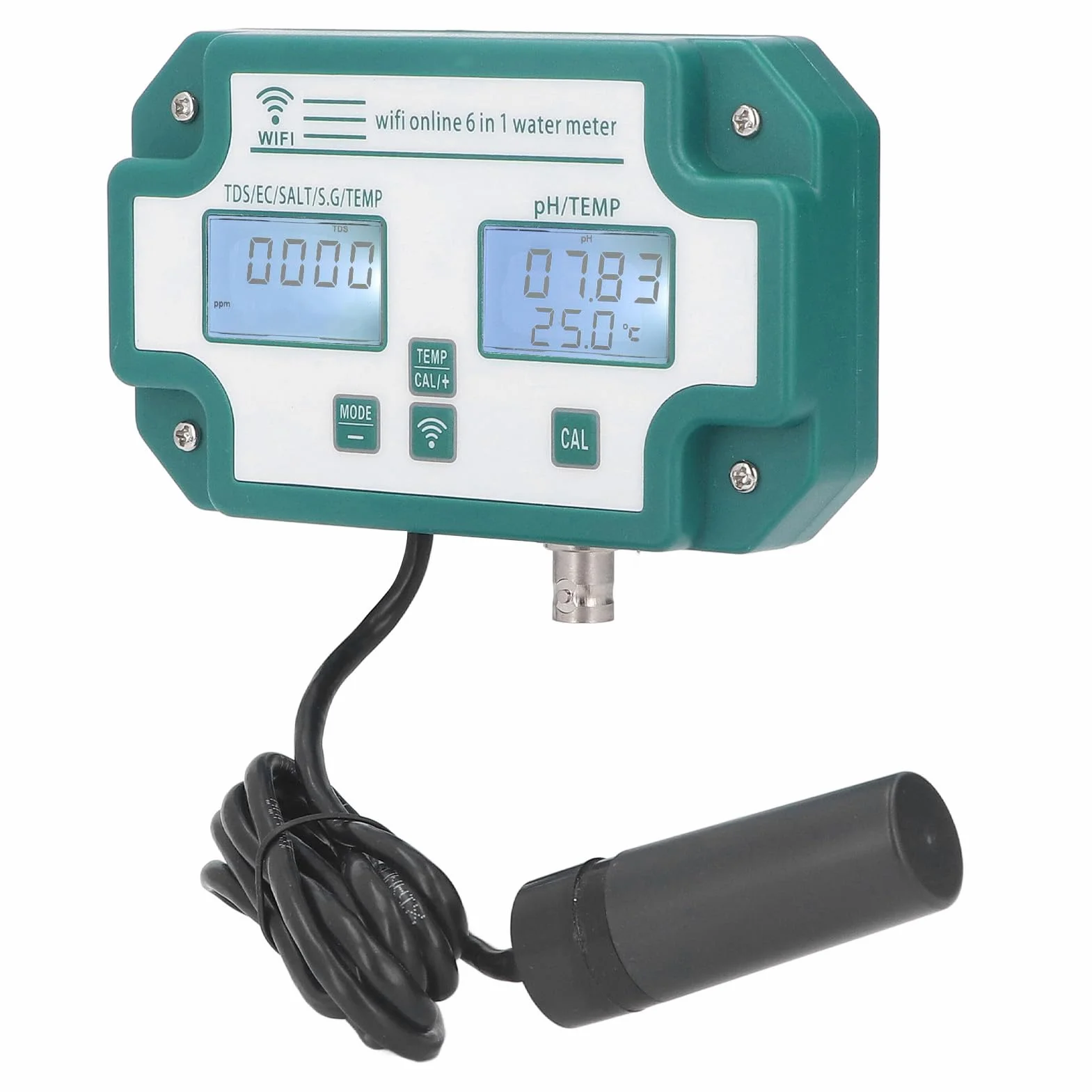 Miernik Jakości Wody Funkcja 6 w 1 Miernik Jakości Wody PH TDS EC SG Analizator Temperatury Soli Monitor Jakości Wody(EU Plug)