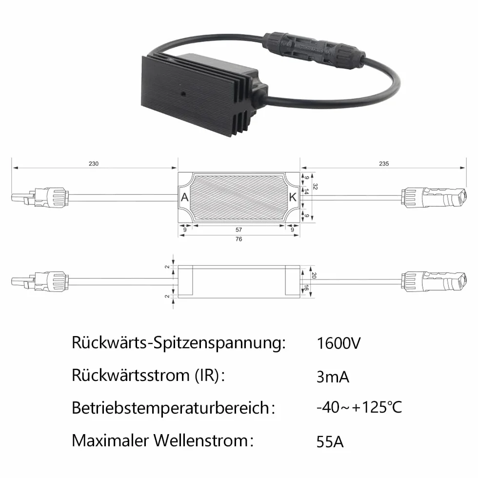 Sayhome Dioda solarna IP68 1600V 55A PV DC Anti-Reverse do Combiner Box