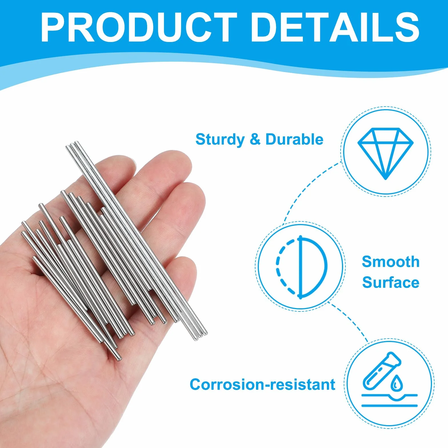 PATIKIL Pręt metalowy ze stali okrągłej, 1,5 mm x 31 mm, 30 sztuk metalowych prętów ze stali węglowej, okrągły pręt trzpieniowy, masywny pręt do samodzielnego wykonania, tokarek, samolotów, modeli
