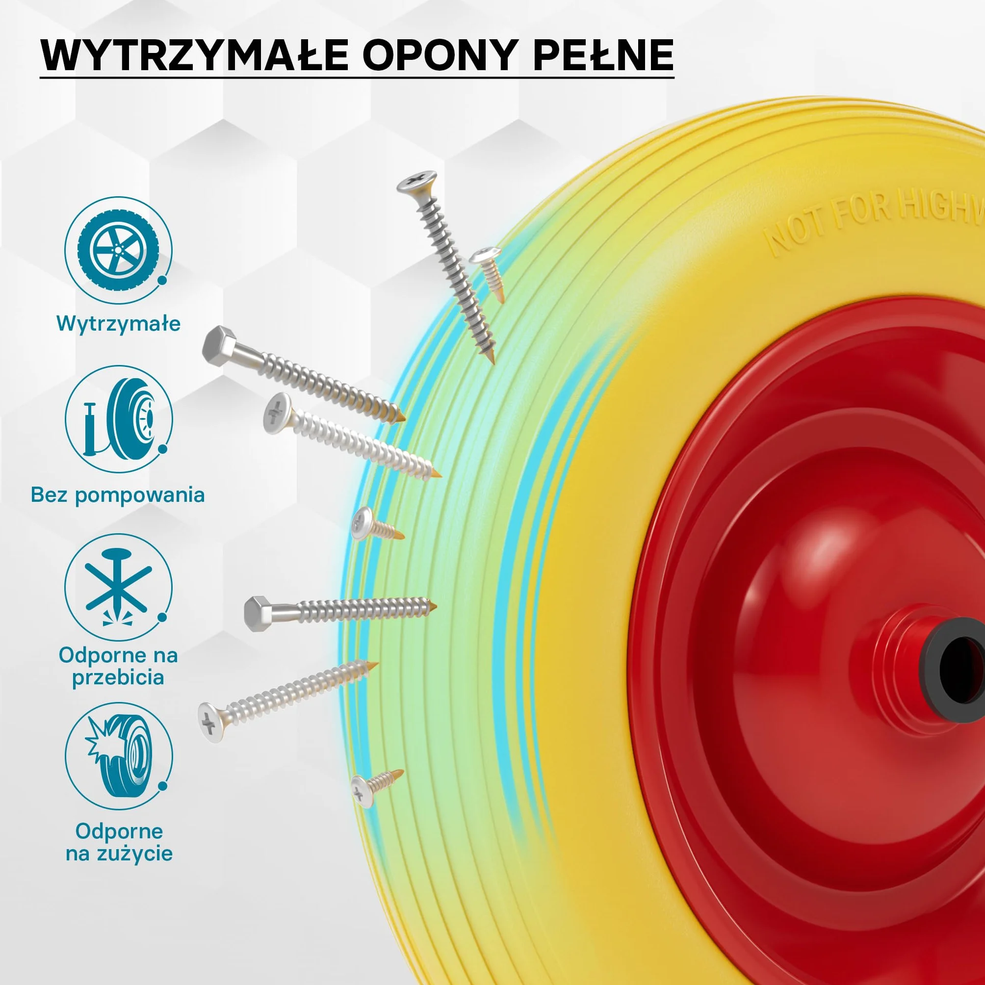 Wiltec Koło do taczki PU 4.8/4.00-8 180 kg 92 x 392 mm poliuretanowe