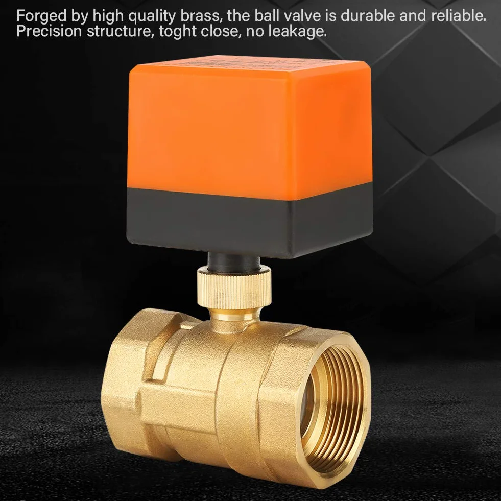 G1-1/2"DN40 AC 220V 6W 2-drożny 3-przewodowy mosiężny zawór kulowy z siłownikiem Zawór elektryczny do klimakonwektora i układu sterowania wodą układu klimatyzacji