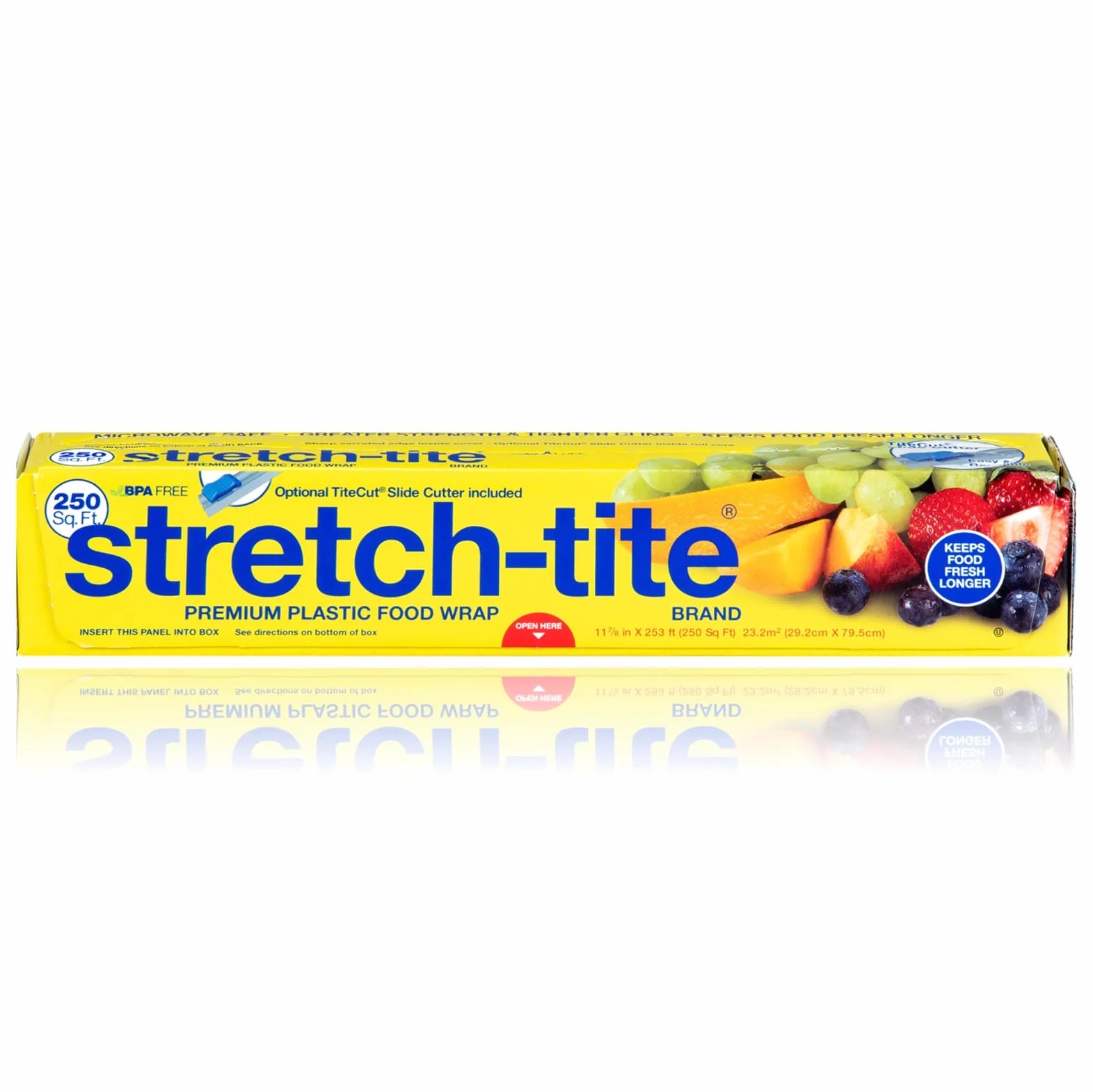 Stretch-Tite Wysokiej jakości plastikowa folia na żywność, zawiera obcinacz slajdów, bardzo mocny (250 m²)