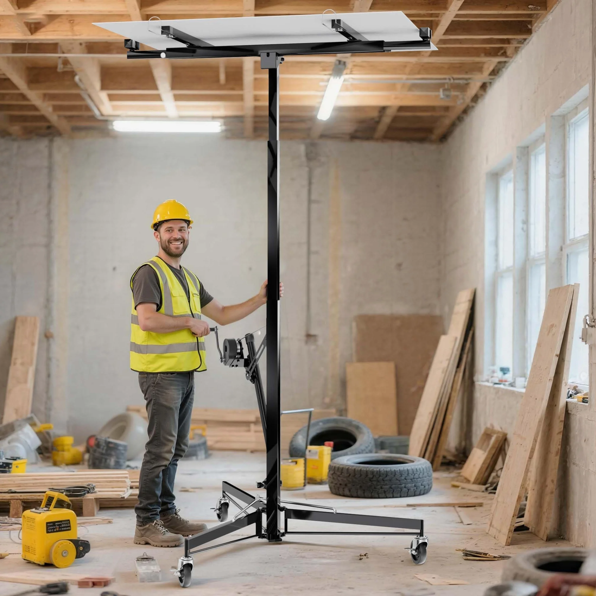 Podnośnik do paneli Wiltec XXL 68 kg 140-350 cm 2,90 m czarny