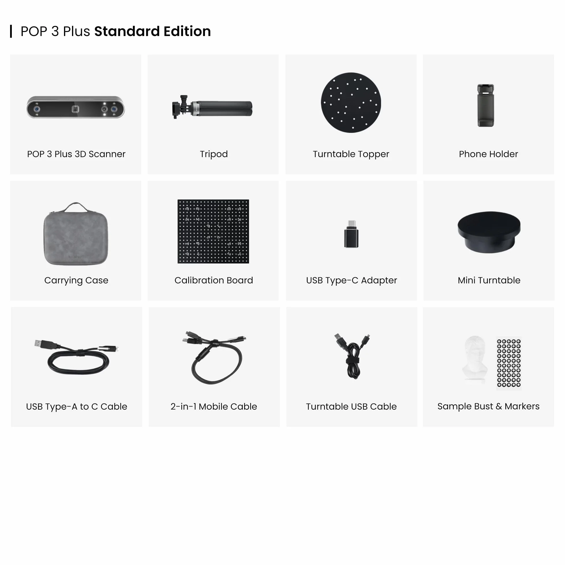 Revopoint POP 3 Plus 3D Scanner for 3D Printing, Portable 3D Model Scanner Up to 18FPS Scanning Speed with 0.04mm High Precision, Full-Color Scan for Medium Object, STANDARD