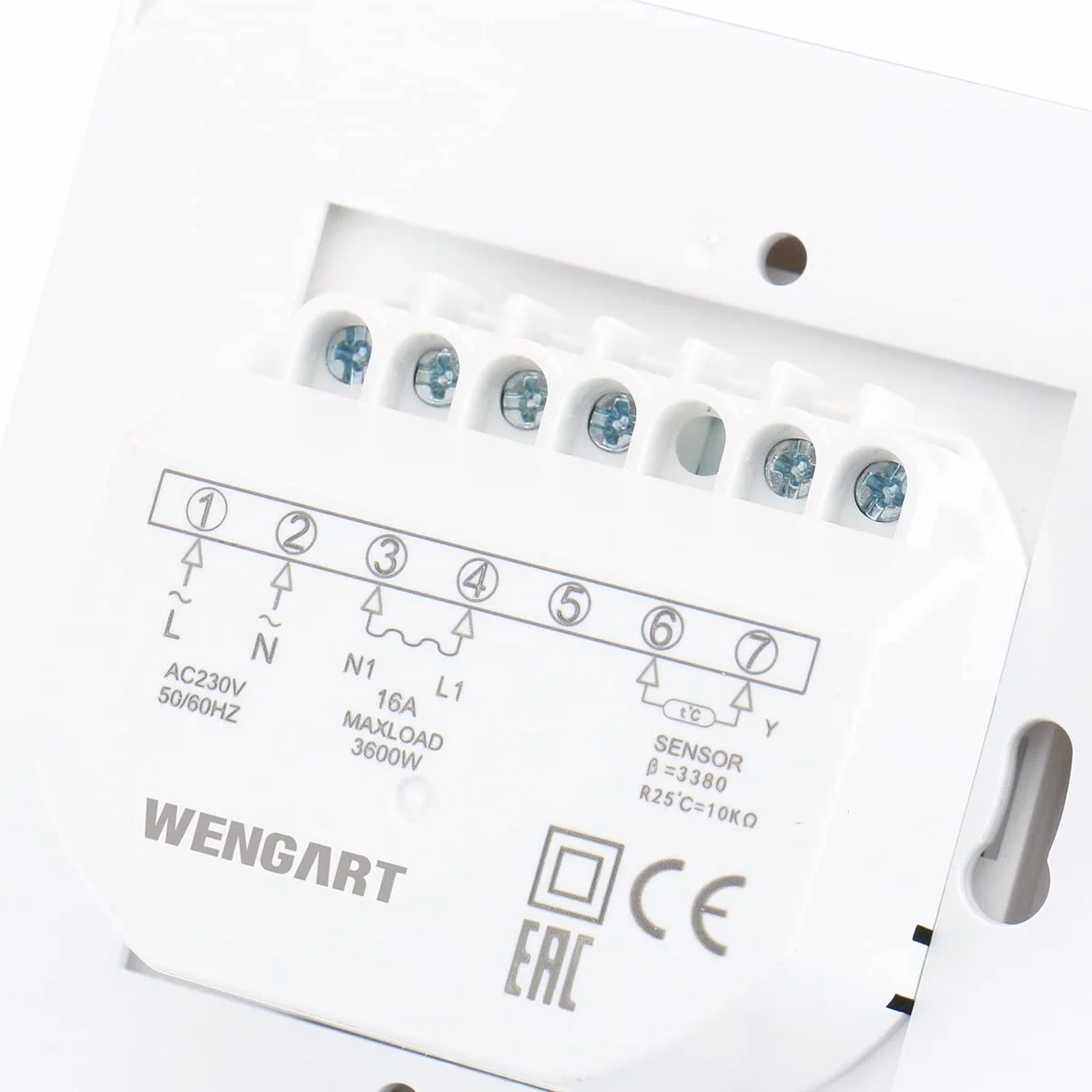 Wengart Termostat mechaniczny WG01 AC 230 V 16 A z czujnikiem podłogowym biały
