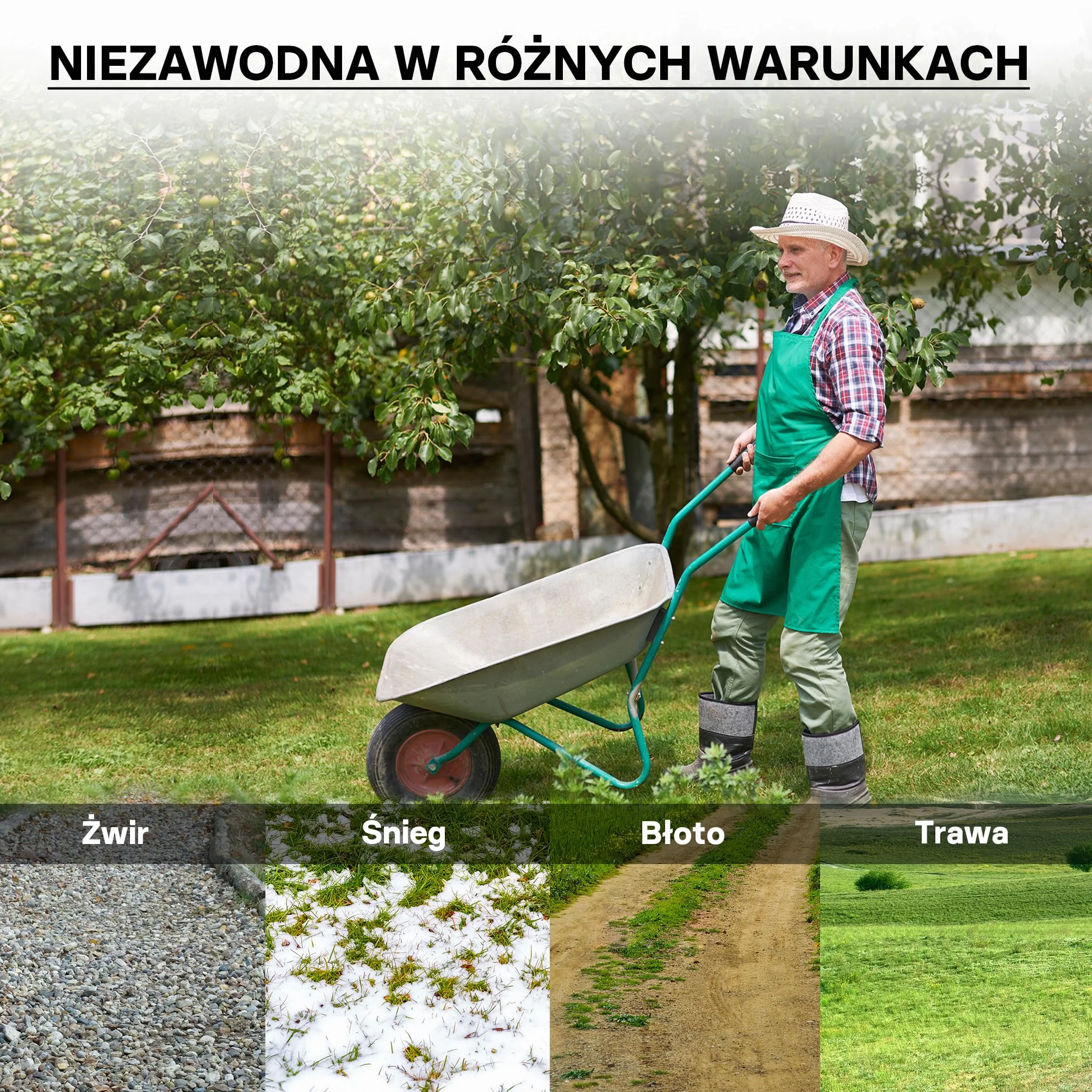 Wiltec opona zamienna do taczki 3.50-8 koło pneumatyczne kompletne ø 370-380 mm z dętką i felgą metalową