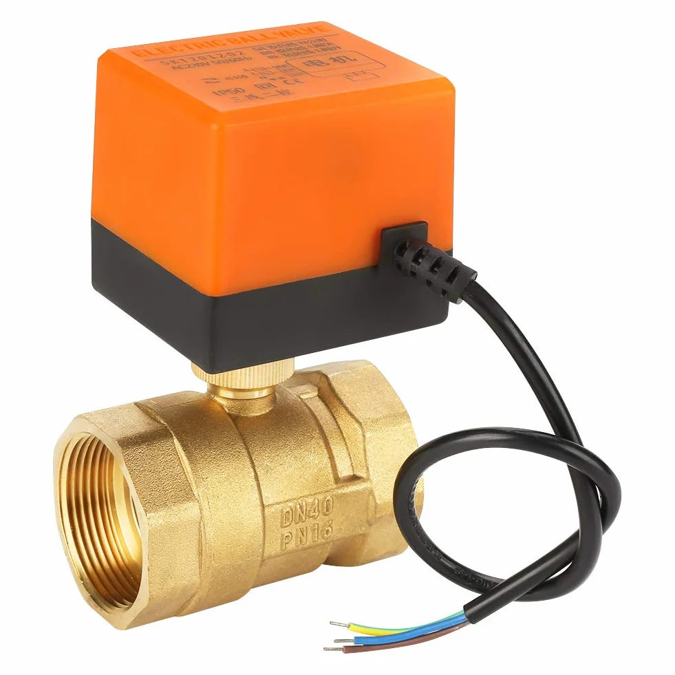 G1-1/2"DN40 AC 220V 6W 2-drożny 3-przewodowy mosiężny zawór kulowy z siłownikiem Zawór elektryczny do klimakonwektora i układu sterowania wodą układu klimatyzacji