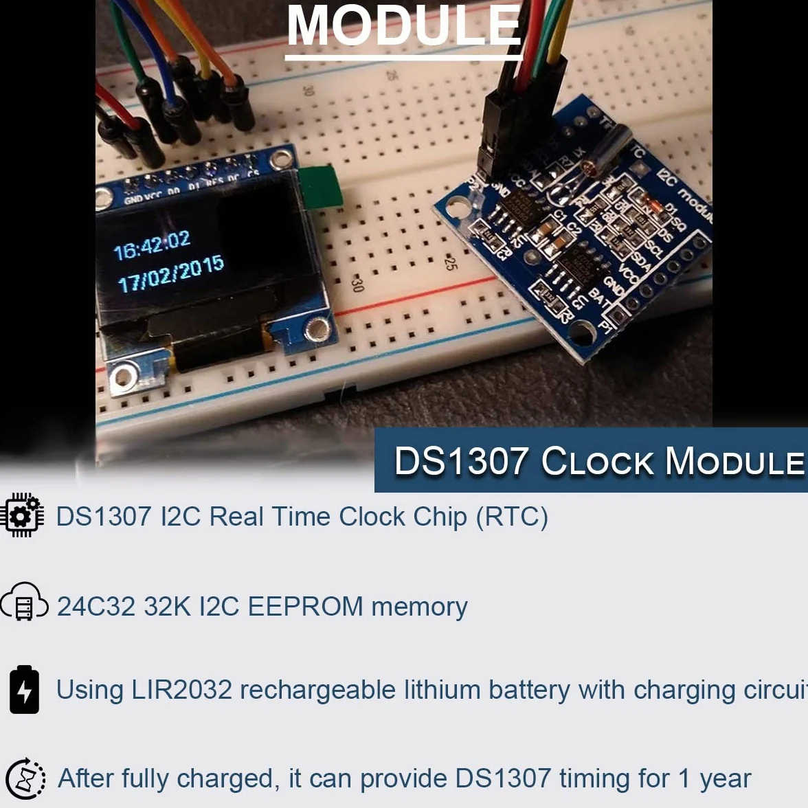 5 szt. mały moduł zegara RTC I2C w czasie rzeczywistym AT24C32 pamięć pamięci pamięci o wysokiej precyzji DS1307 moduł zegara do Arduino do AVR ARM PIC SMD, z prostym pojedynczym rzędem