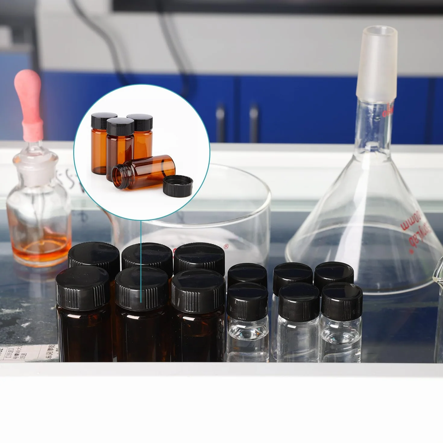stonylab Brązowe Szklane Fiolki Próbkowe z Nakrętką, Butelka do Pobierania Próbek Cieczy Butelka na Odczynniki z Bursztynowego Szkła, Pojemność 20 ml, Opakowanie po 20