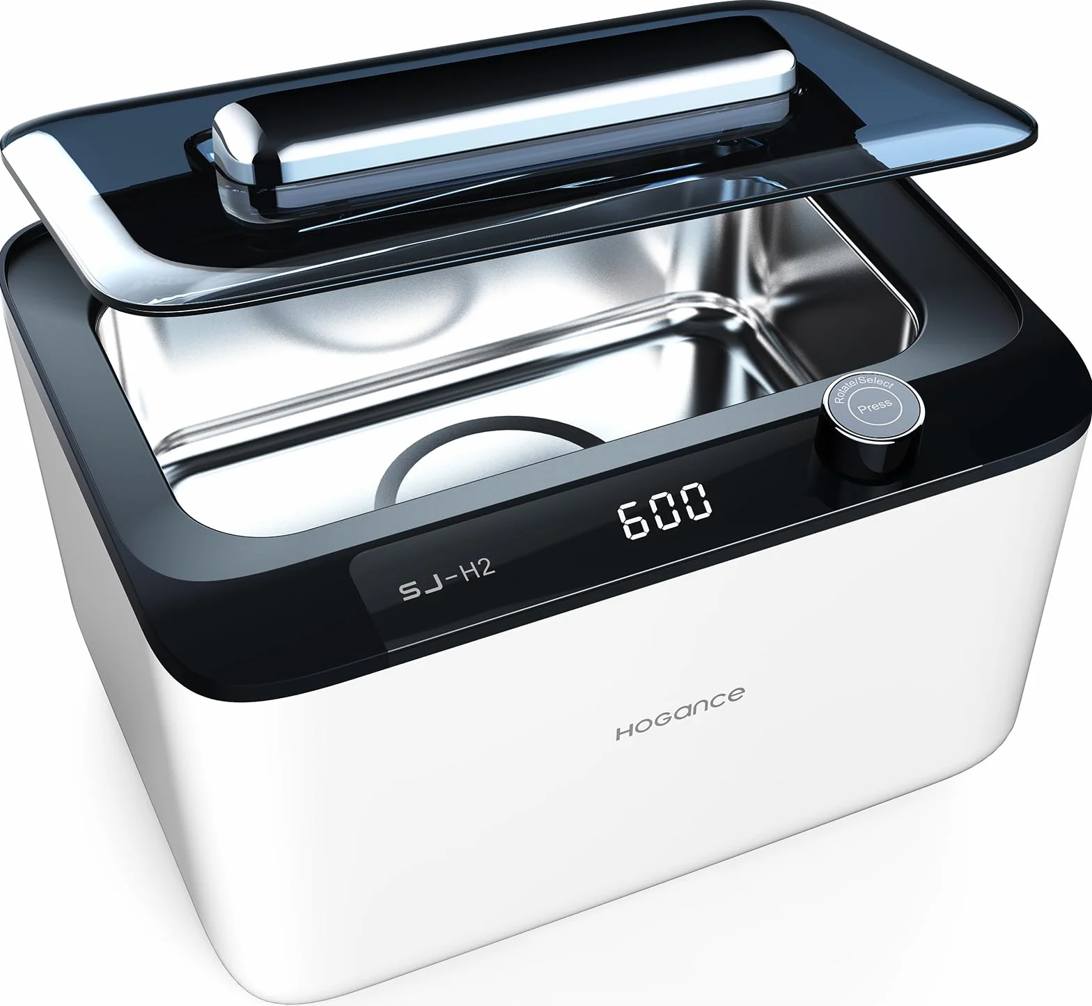 Myjka Ultradźwiękowa 900ML, 50W Ultrasoniczne Urządzenie do Czyszczenia 45kHz do Biżuterii, Okularów, Zegarków, Ochrony Zębów, Pędzli do Makijażu, Wyjątkowy Tryb Degas, Biały+Czarny