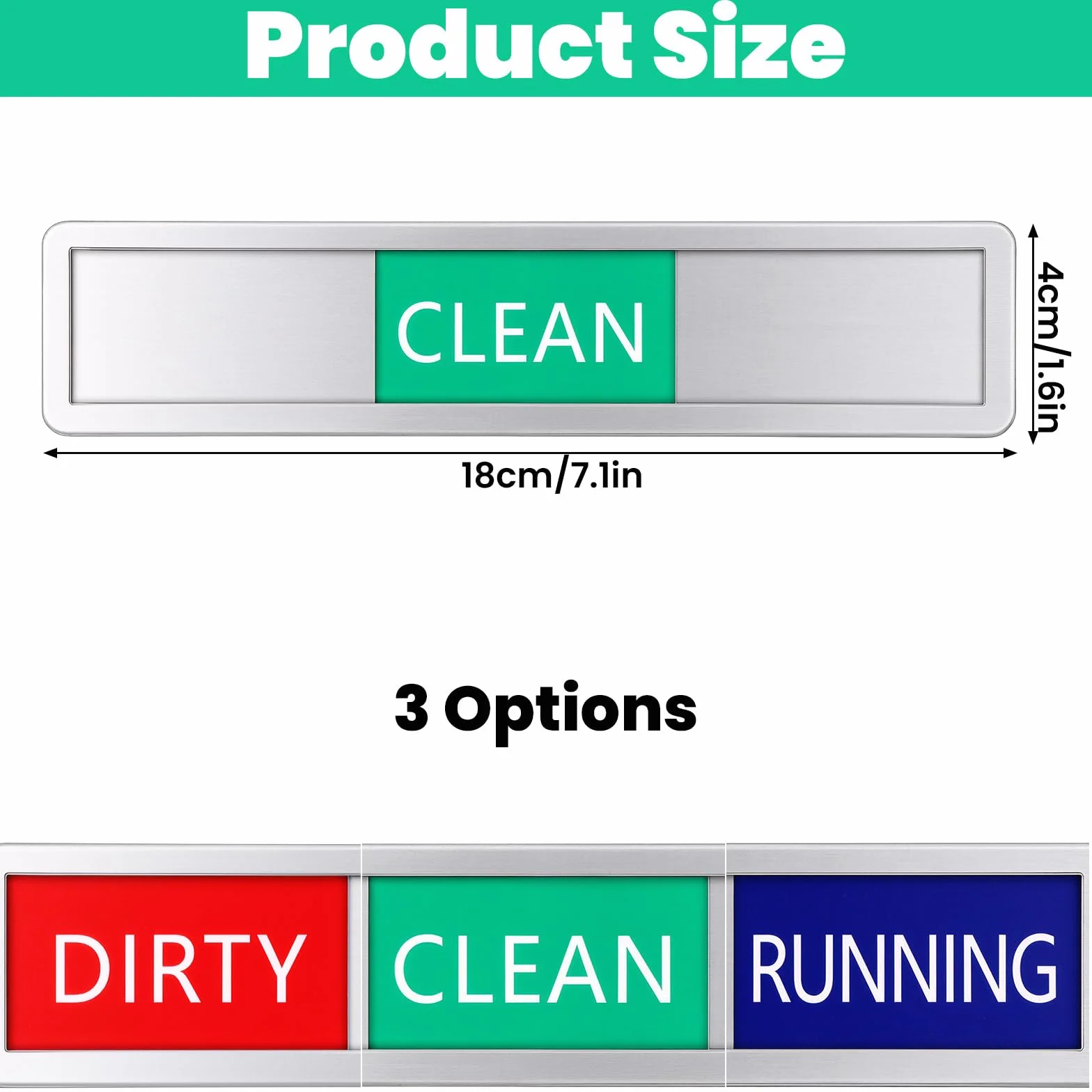 Czysty / brudny szyld przesuwny, do zmywarki do naczyń, znak Clean Dirty Dishwasher, do zmywarki do naczyń, z magnetycznym zamknięciem