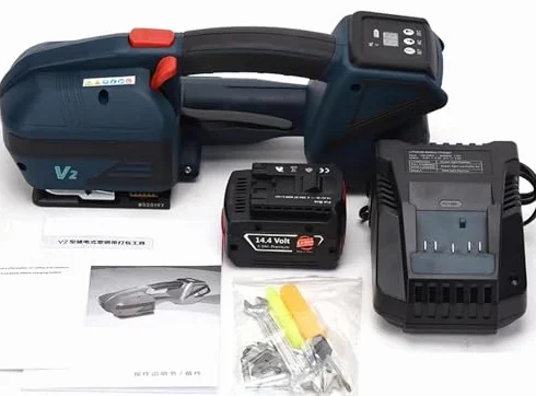 Elektryczna maszyna do spinania, narzędzie do spinania, elektryczny napinacz paska do plastikowych pasków, bateria 4000 mAh, ekran LCD, narzędzie do belowania taśmy
