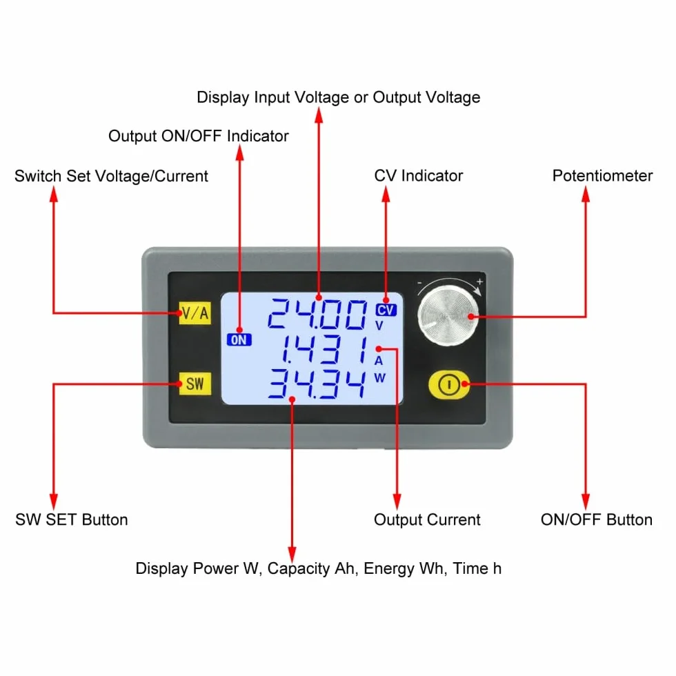 XY-6020L 1200 W DC-DC Step Down Power Supply Module 6-70 V 0-60 V 0-20 A CVCC regulowany transformator napięcia LCD