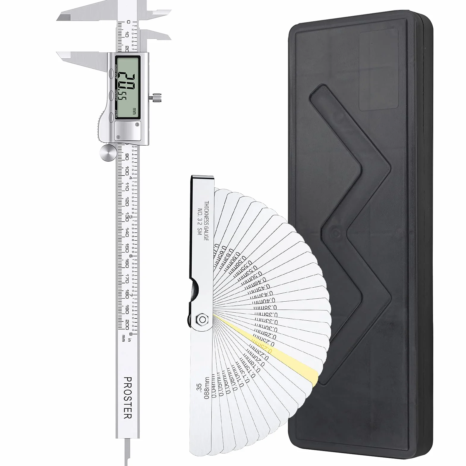 Proster Cyfrowa suwmiarka 200 mm ze stali nierdzewnej elektroniczna calowa/frakcyjna/metryczna