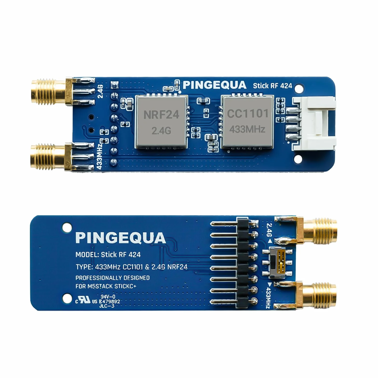 Stick RF 424 CC1101 & NRF24 podwójny moduł RF do M5Stack StickC Plus 2-433 MHz i 2,4 GHz płyta rozszerzeń zaprojektowana dla oprogramowania sprzętowego Bruce, ze zoptymalizowanym obwodem