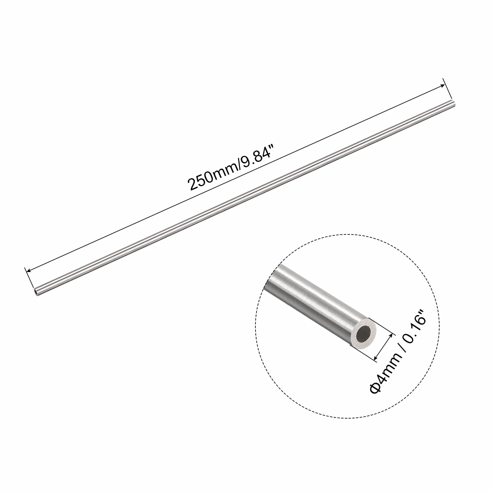 QUARKZMAN 304 Ze Stali Nierdzewnej Kapilarnej Rury, OD 4mm x 0.9mm Grubość Ściany 250mm Długość Metalu Rury dla Przemysłu Maszyny