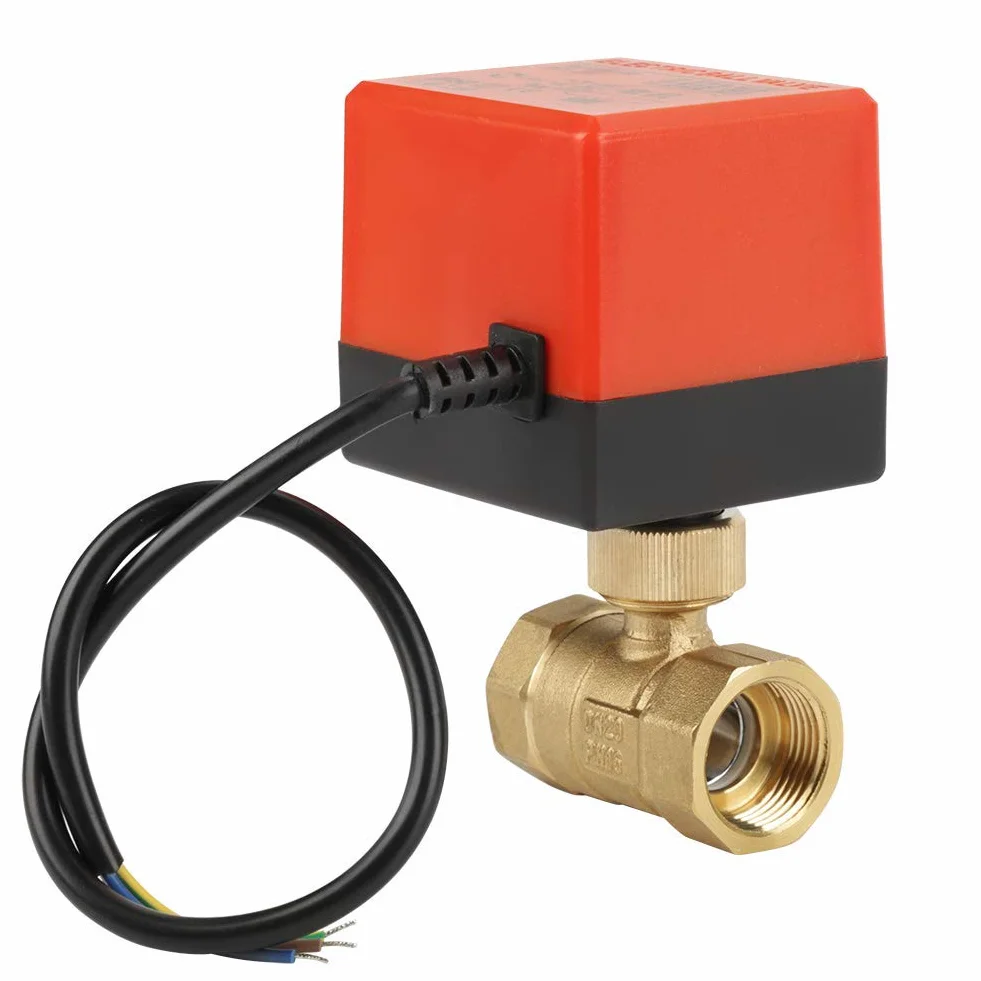 Zawór Kulowy z Napędem DC 12V G3/4 "DN20 Mosiężny 2-drogowy Zawór Kulowy Elektryczny Zawór Kulowy z Napędem do Kontroli Przepływu
