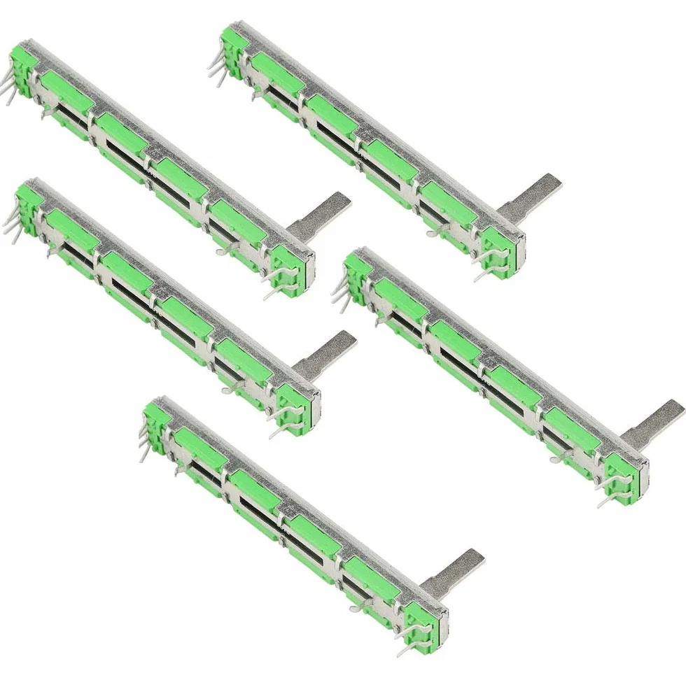 DollaTek 5 szt. 75 mm B103 10K omów potencjometr przesuwny podwójny liniowy 10K potencjometr elektroniczny