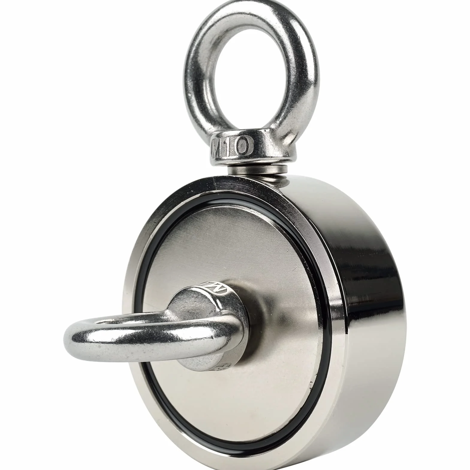 SENSEI Zestaw Magnes Neodymowy N52 500 kg Dwustronny z Uchwytami Ø7,5 cm Lina 25 m Rękawice