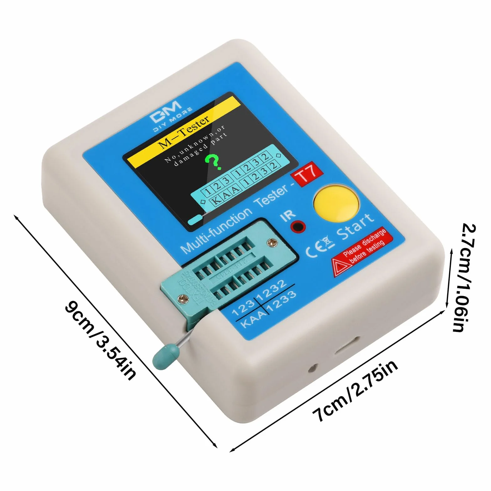 diymore LCR-T7 Wielofunkcyjny tester tranzystorów TFT z jednym dotknięciem, wyświetlacz graficzny, automatyczne wyłączanie diody, triody, kondensatora, rezystor ESR NPN PNP MOSFET